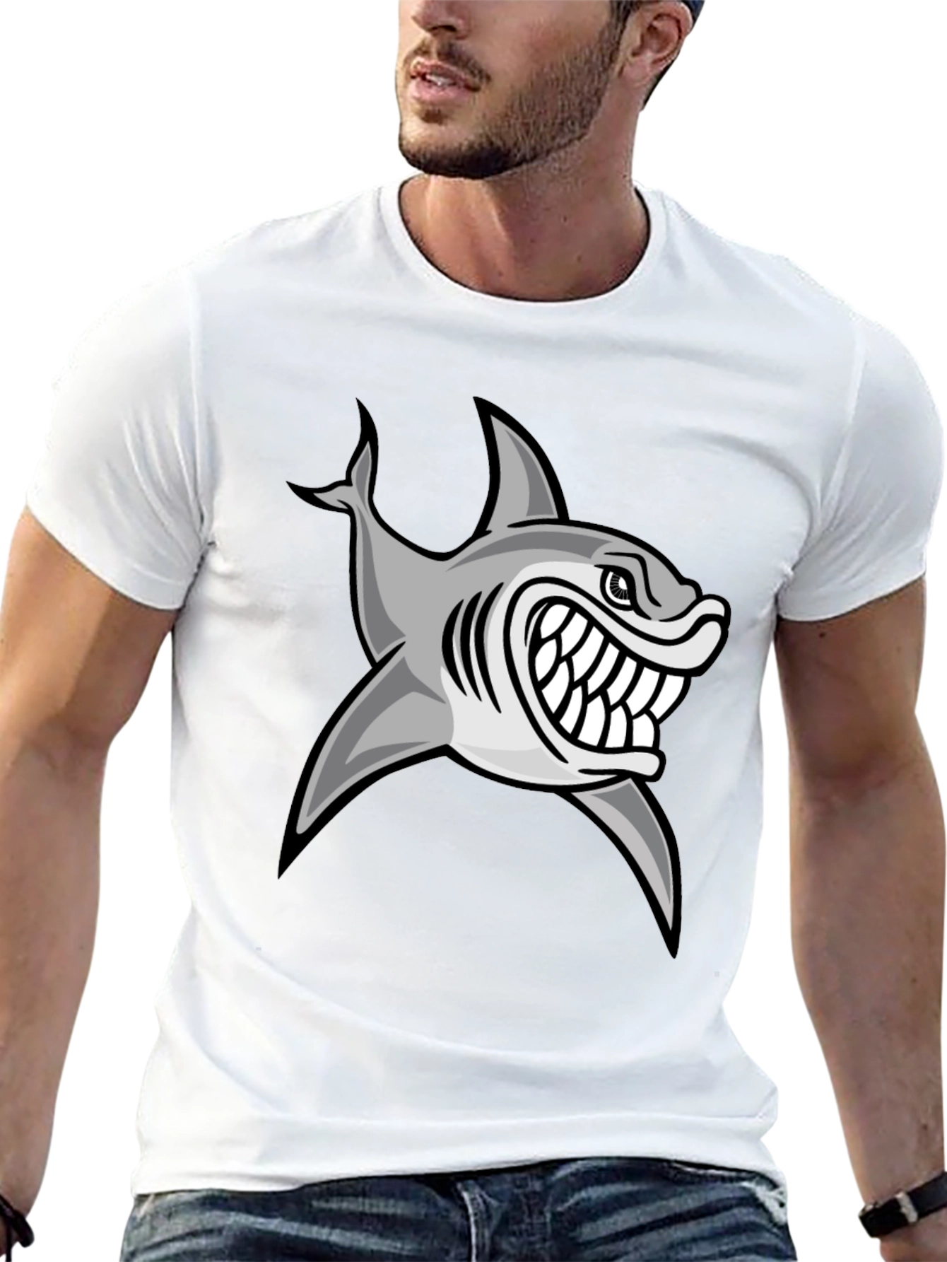 Shark Attack Graphic Tee - Mens Black T-Shirt