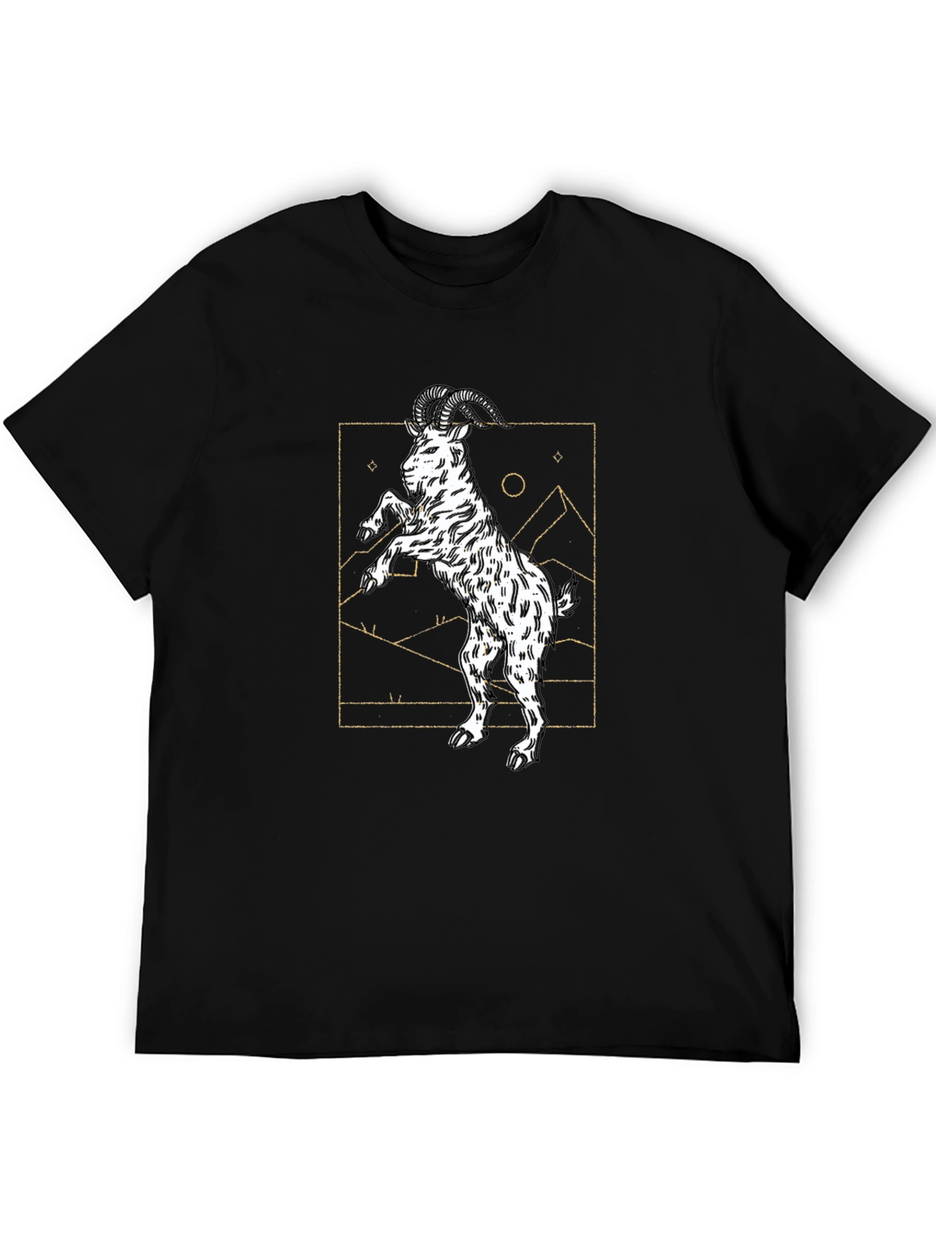 Mountain Goat Graphic Print Black T-Shirt