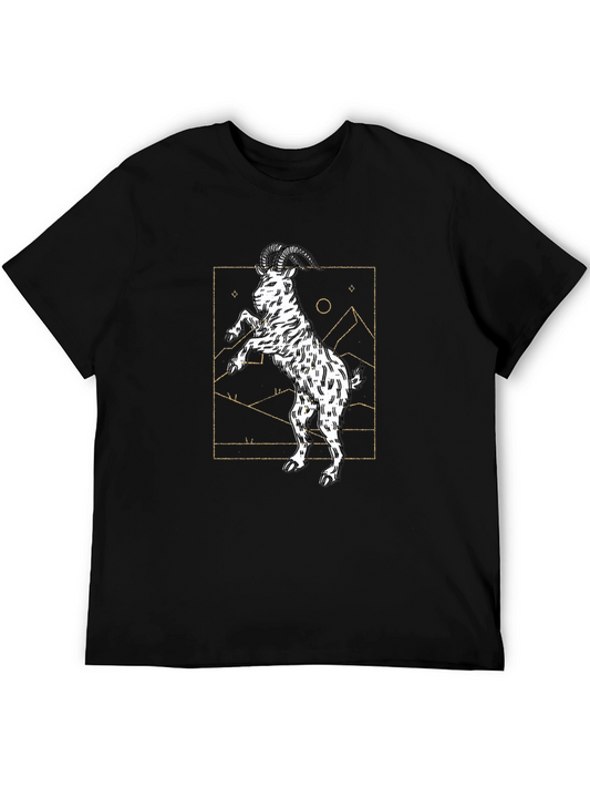 Mountain Goat Graphic Print Black T-Shirt