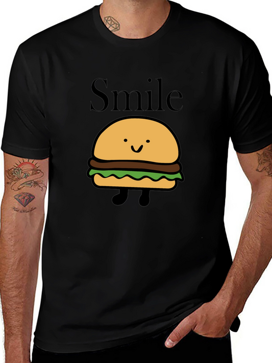 Smile Burger Graphic Black T-Shirt