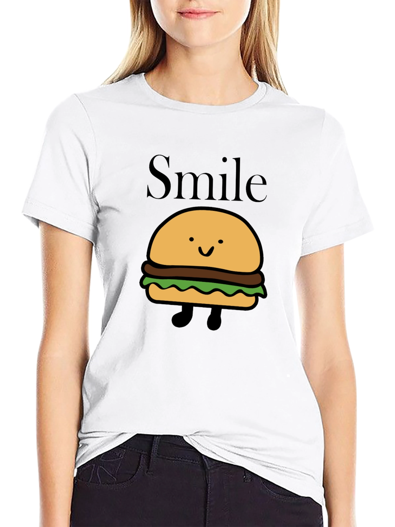 Smile Burger Graphic Black T-Shirt