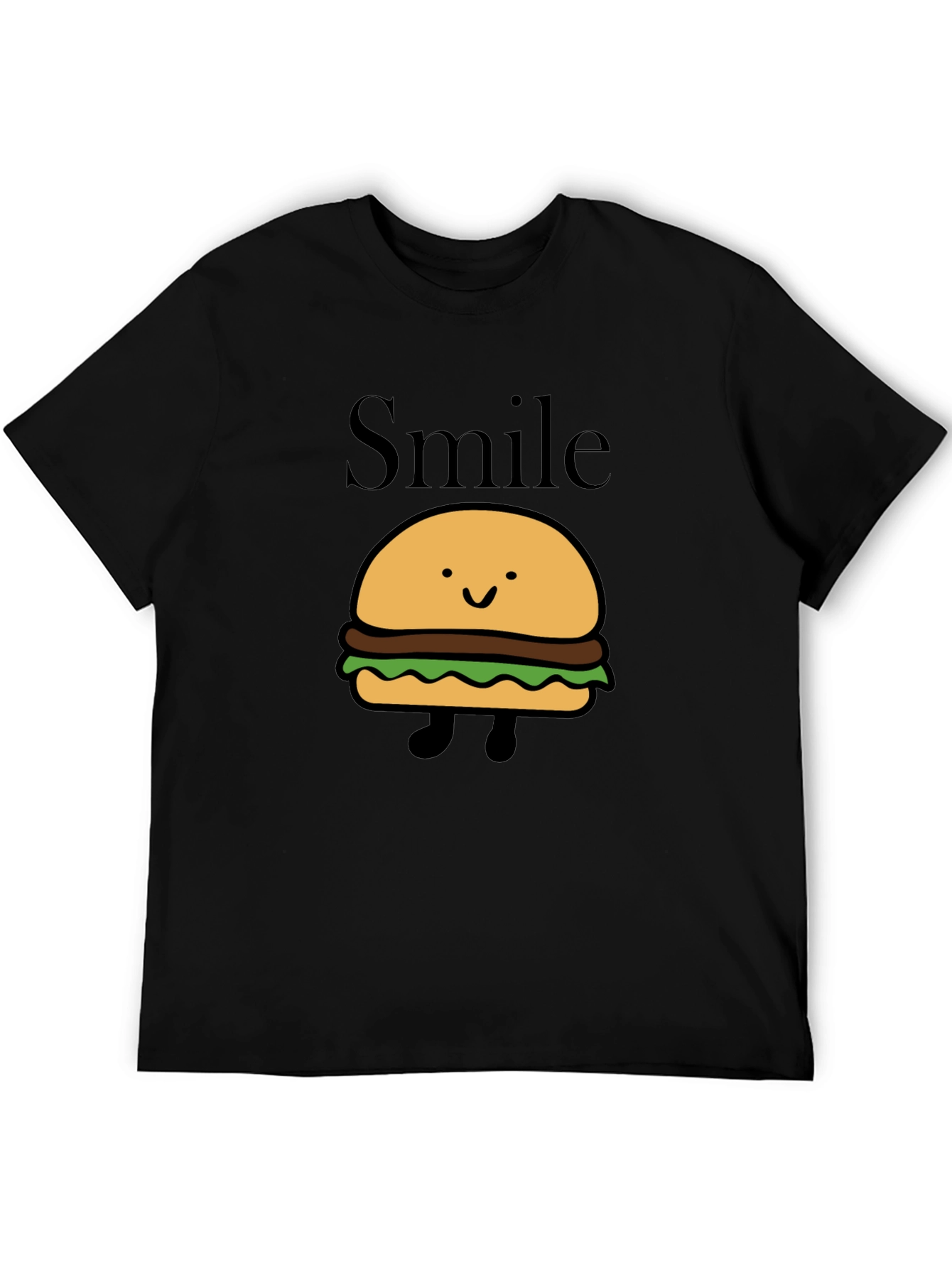 Smile Burger Graphic Black T-Shirt
