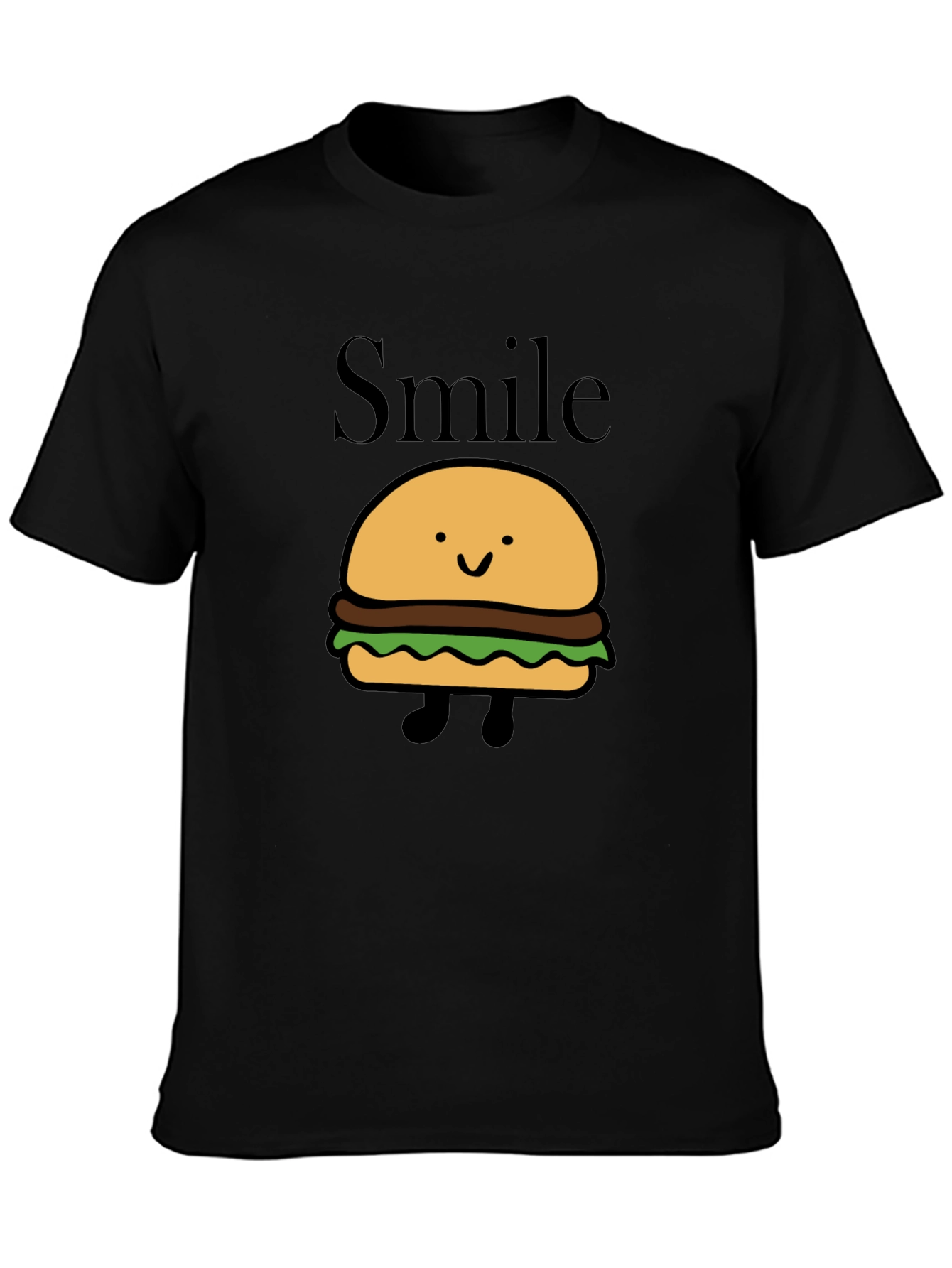 Smile Burger Graphic Black T-Shirt