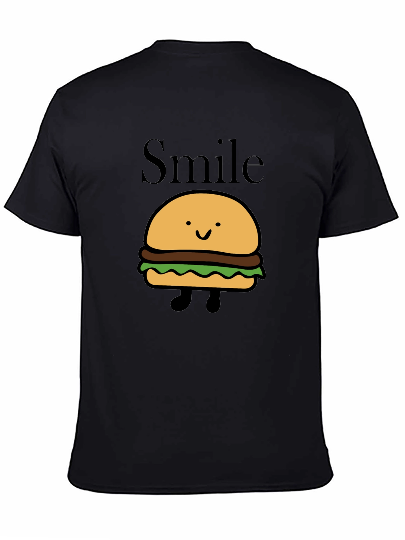 Smile Burger Graphic Black T-Shirt