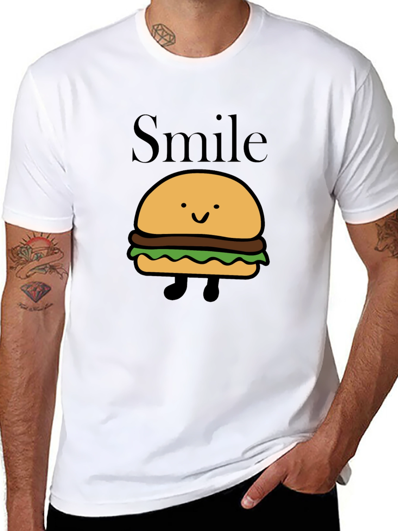 Smile Burger Graphic Black T-Shirt