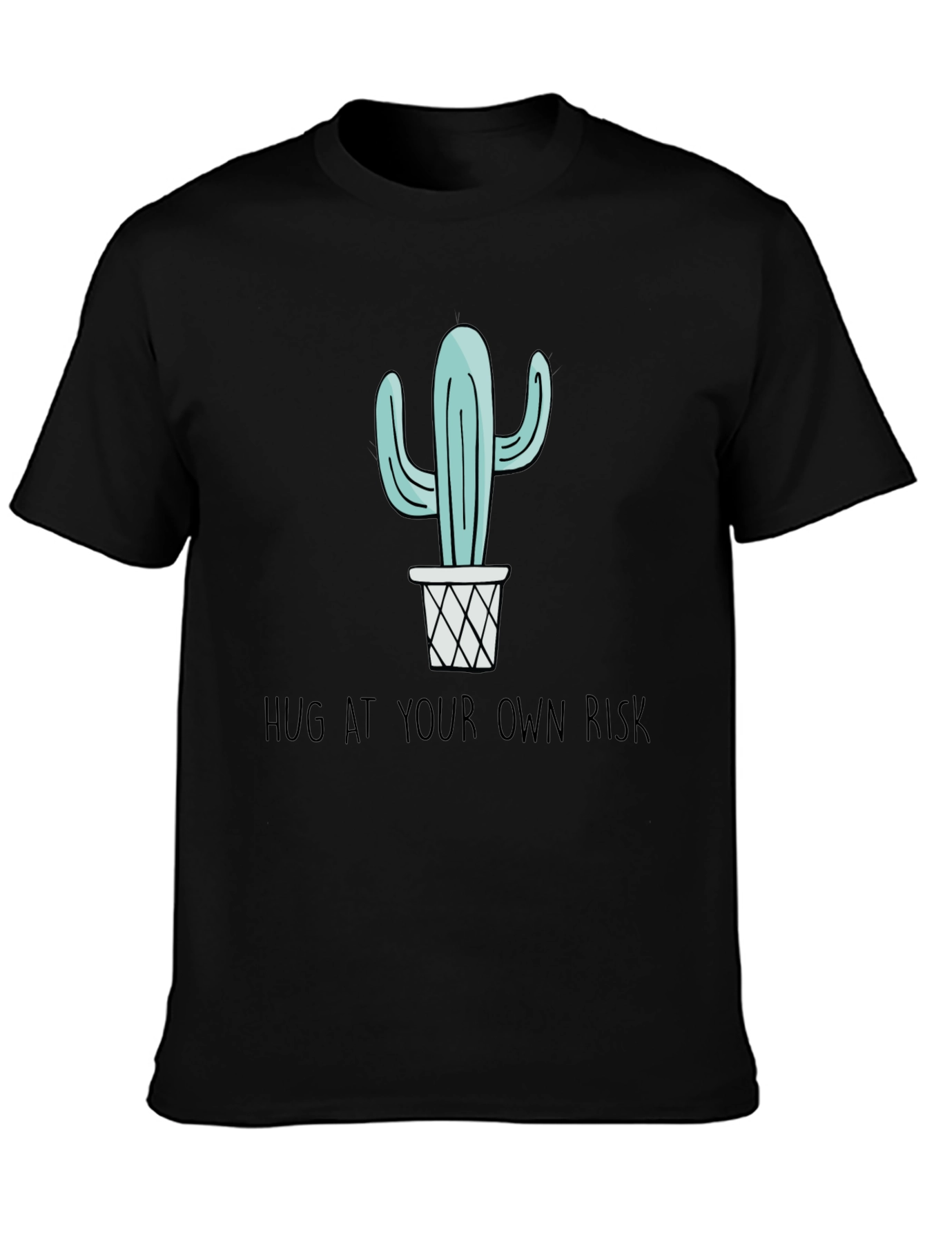 Cactus Hug at Your Own Risk Black Graphic Tee