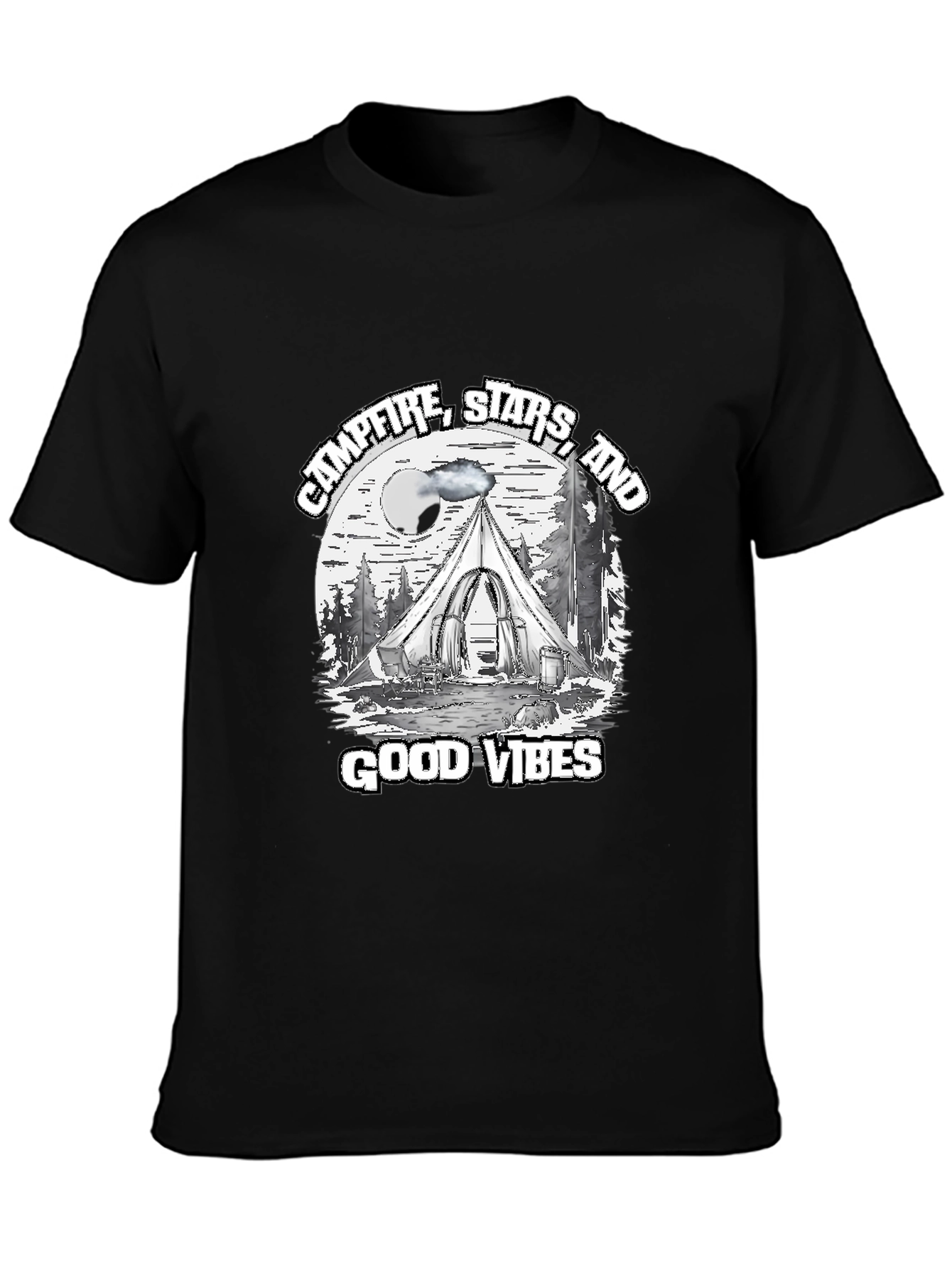 Campfire Stars Good Vibes Black T-Shirt