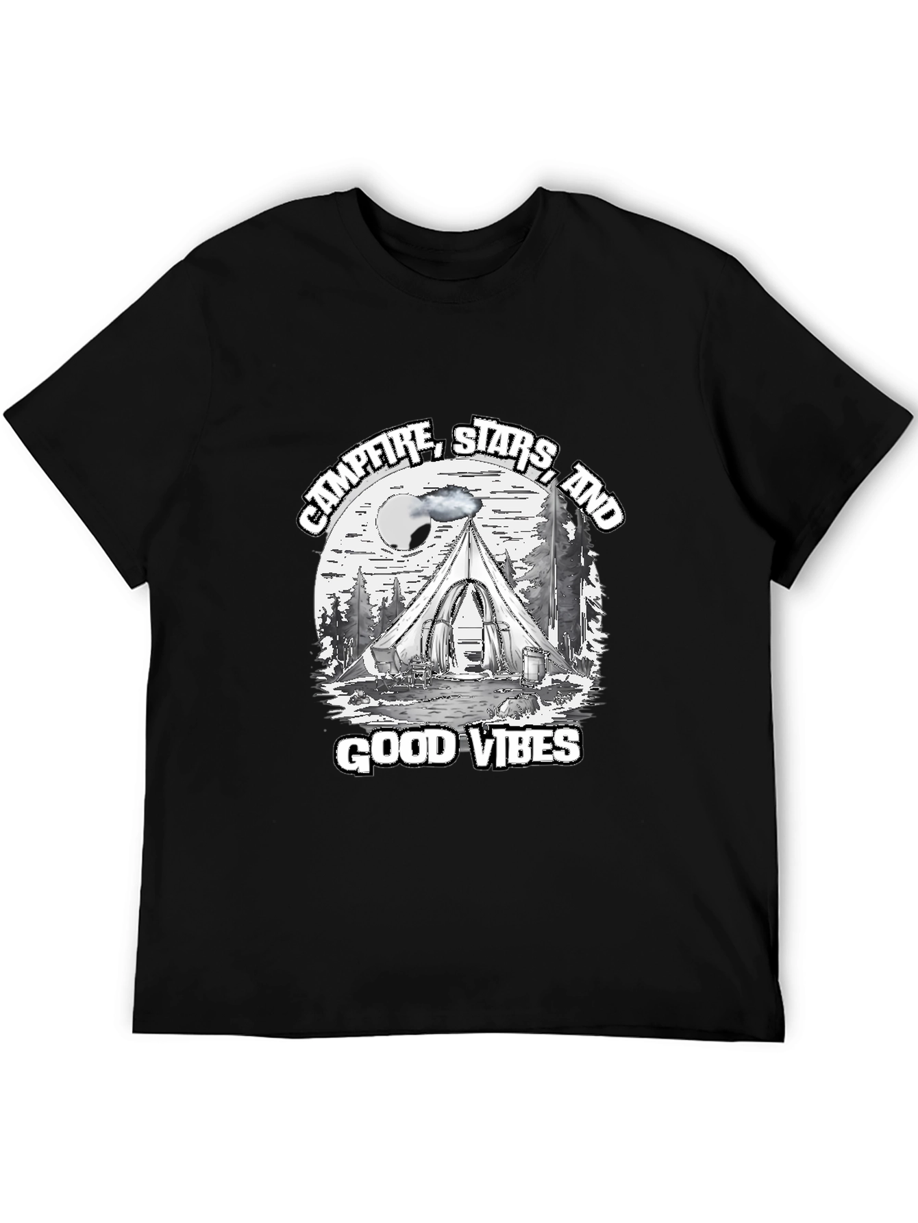 Campfire Stars Good Vibes Black T-Shirt