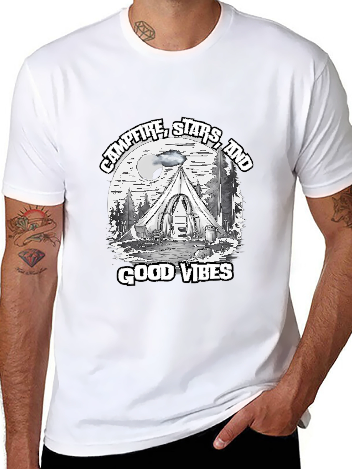 Campfire Stars Good Vibes Black T-Shirt
