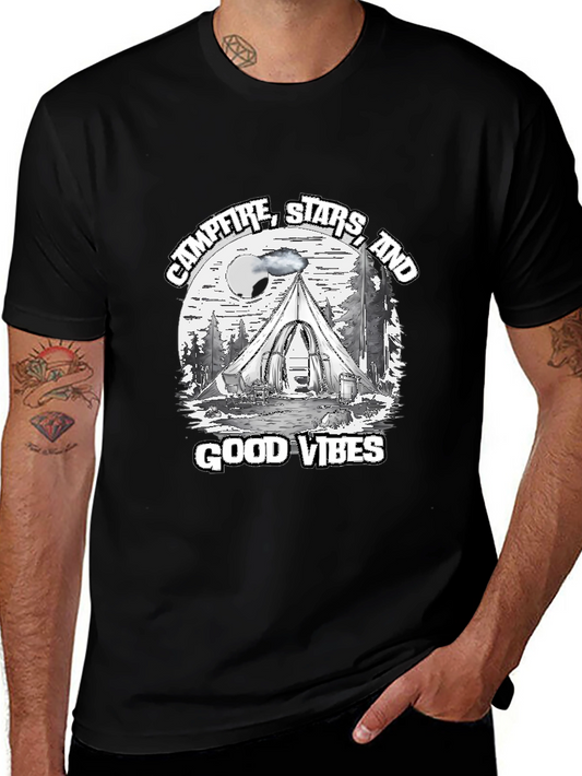 Campfire Stars Good Vibes Black T-Shirt