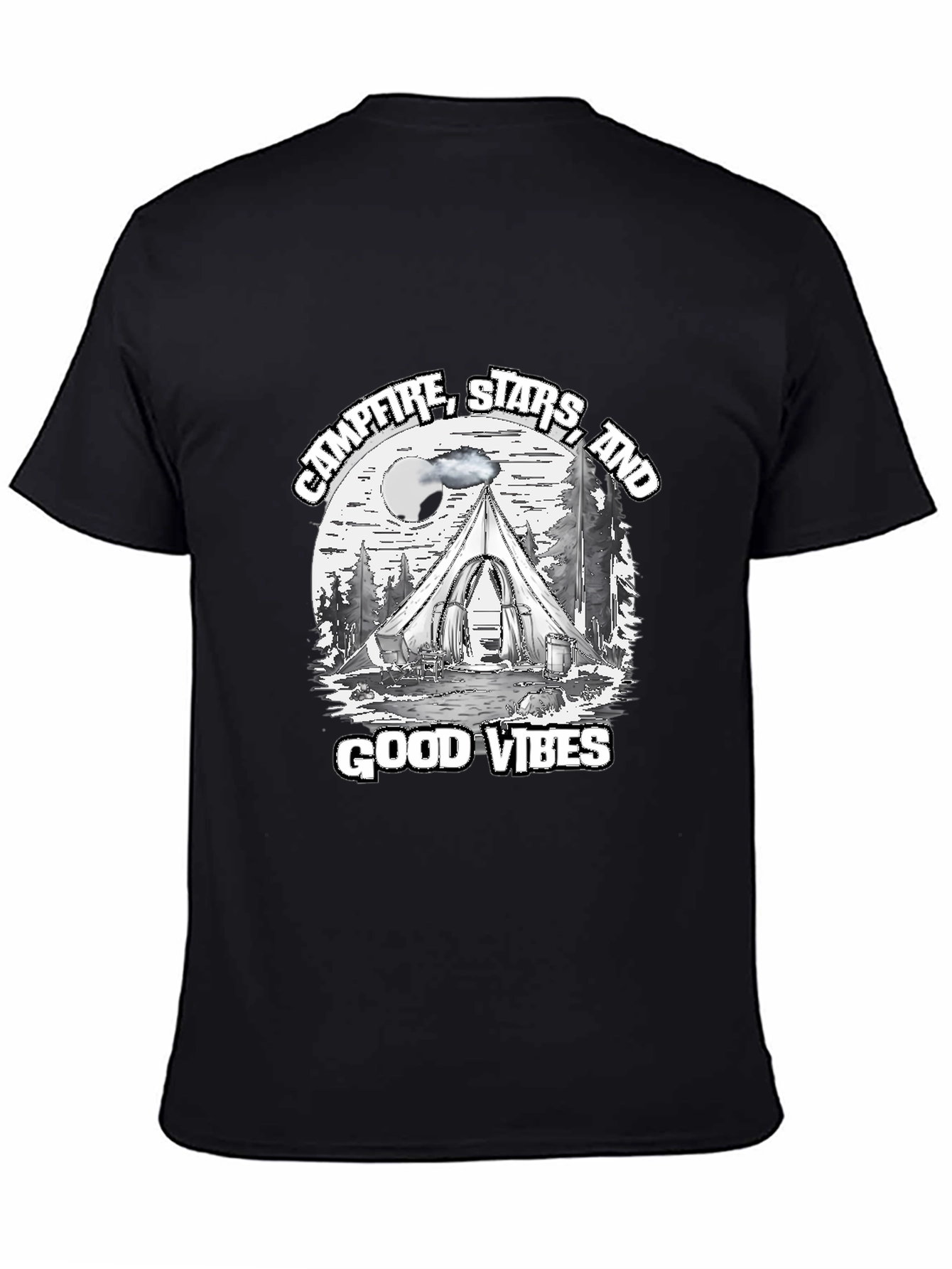 Campfire Stars Good Vibes Black T-Shirt