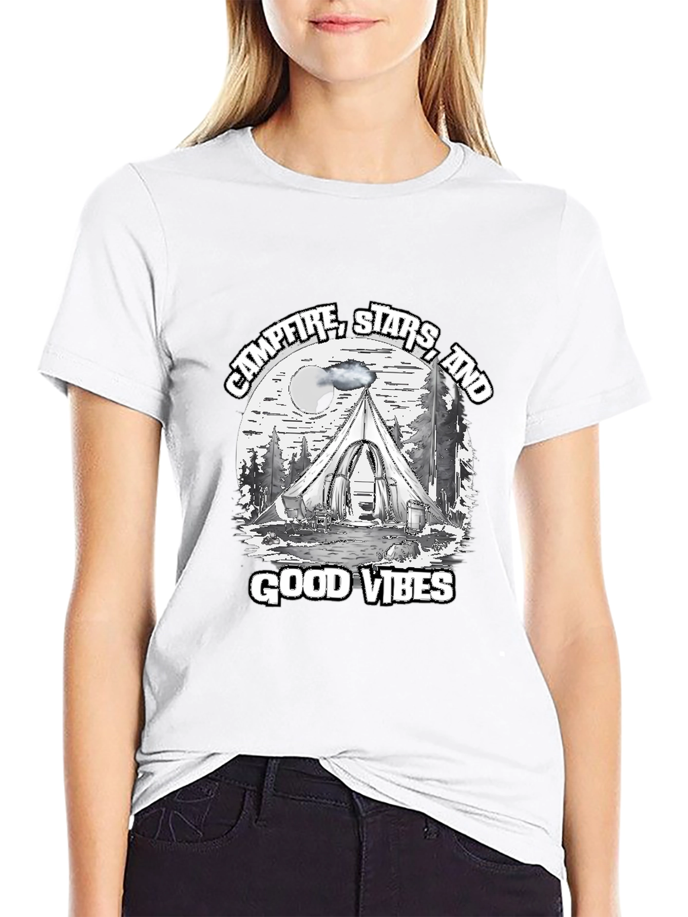 Campfire Stars Good Vibes Black T-Shirt