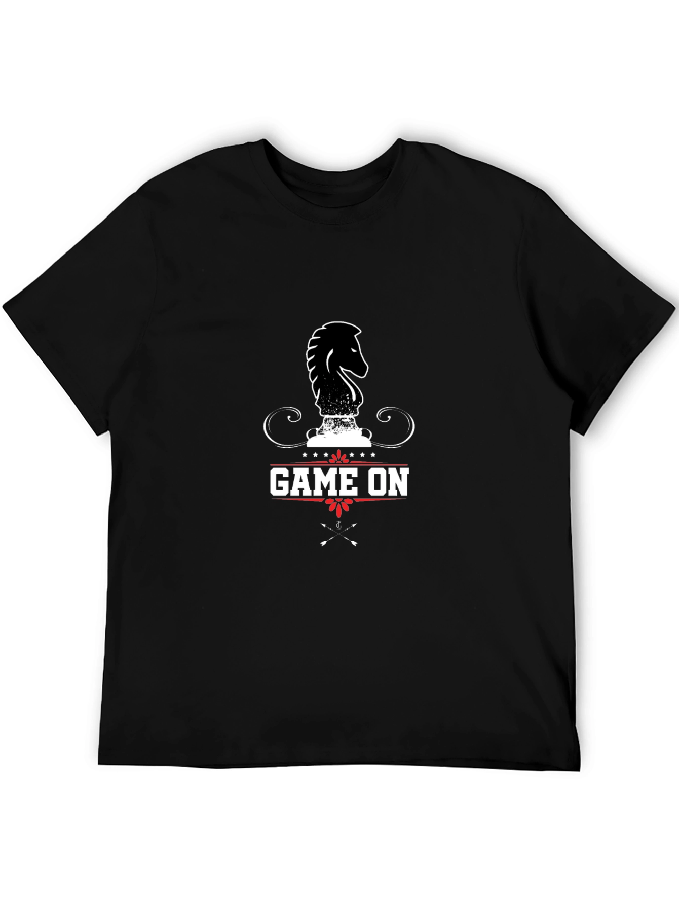 Game On Chess Knight Graphic Black T-Shirt
