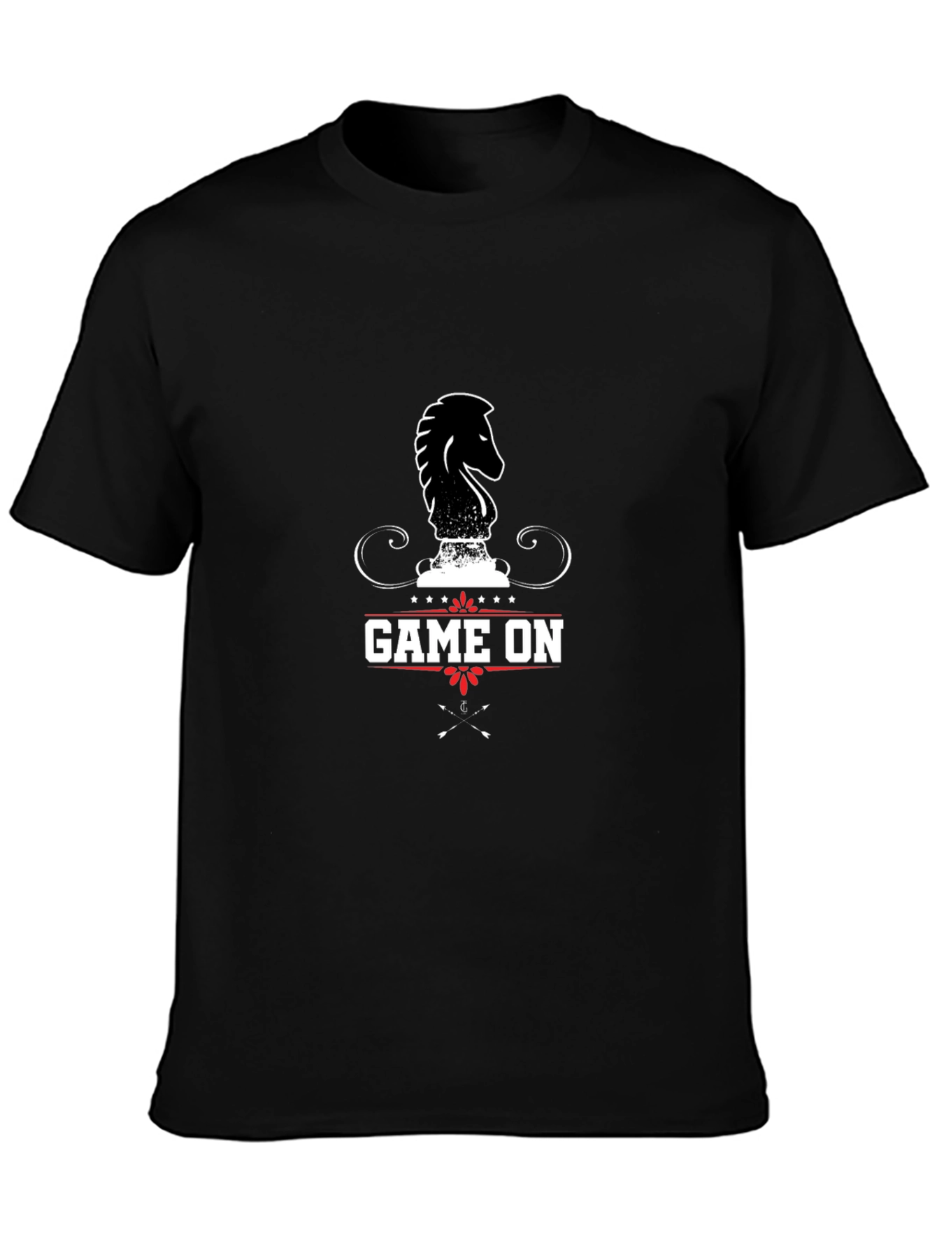 Game On Chess Knight Graphic Black T-Shirt