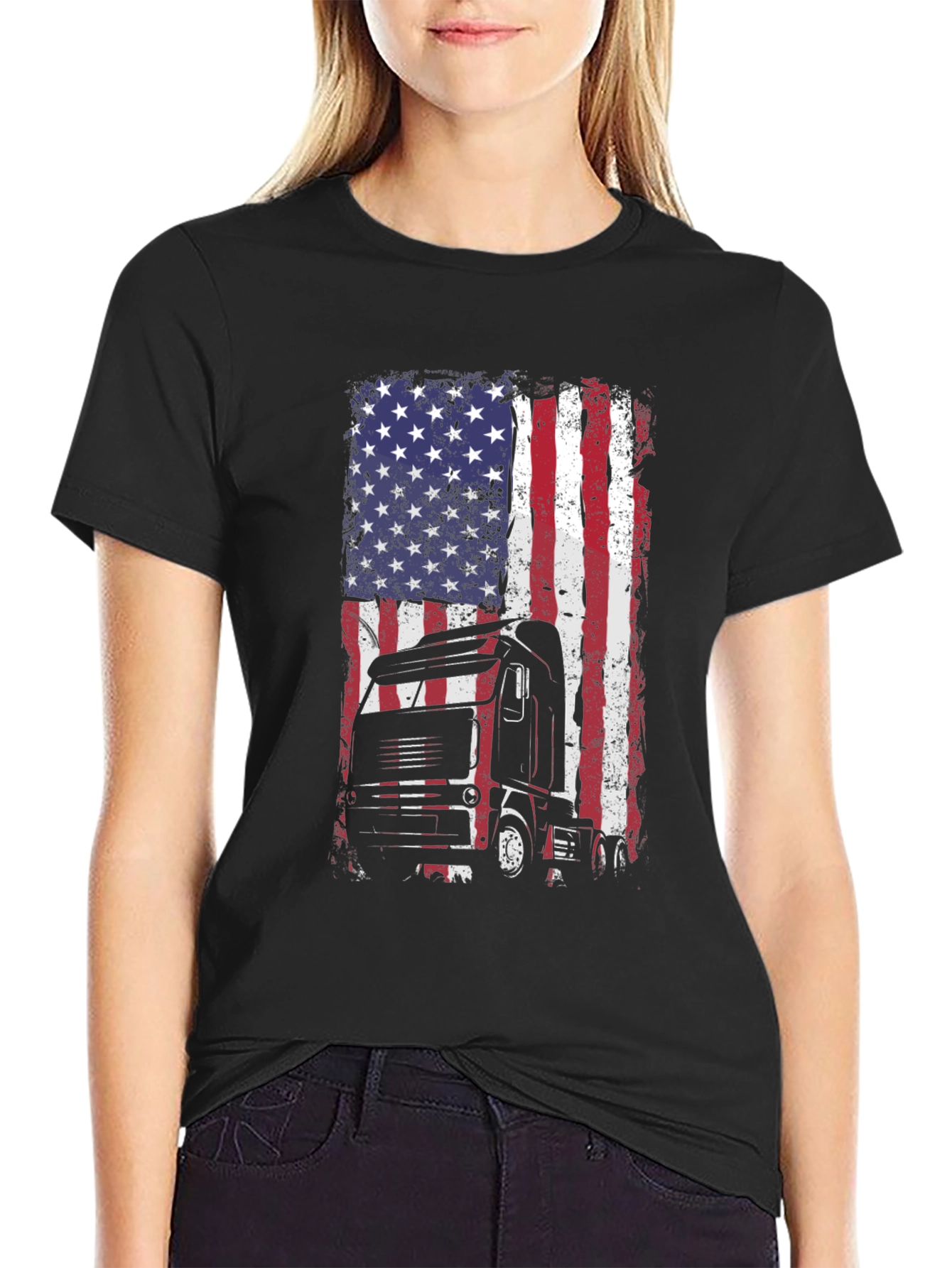 Trucker USA Flag Graphic T-Shirt