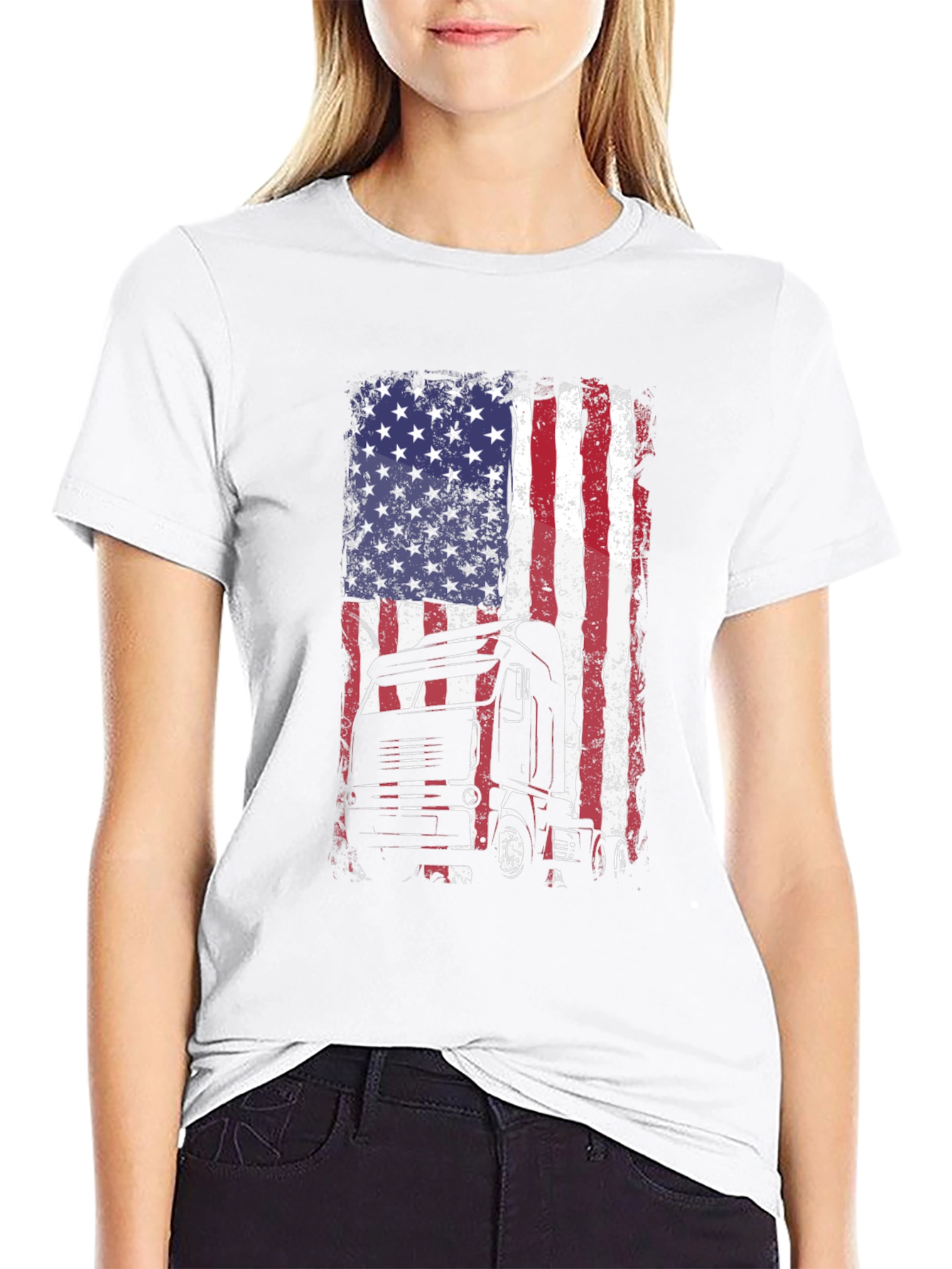 Trucker USA Flag Graphic T-Shirt