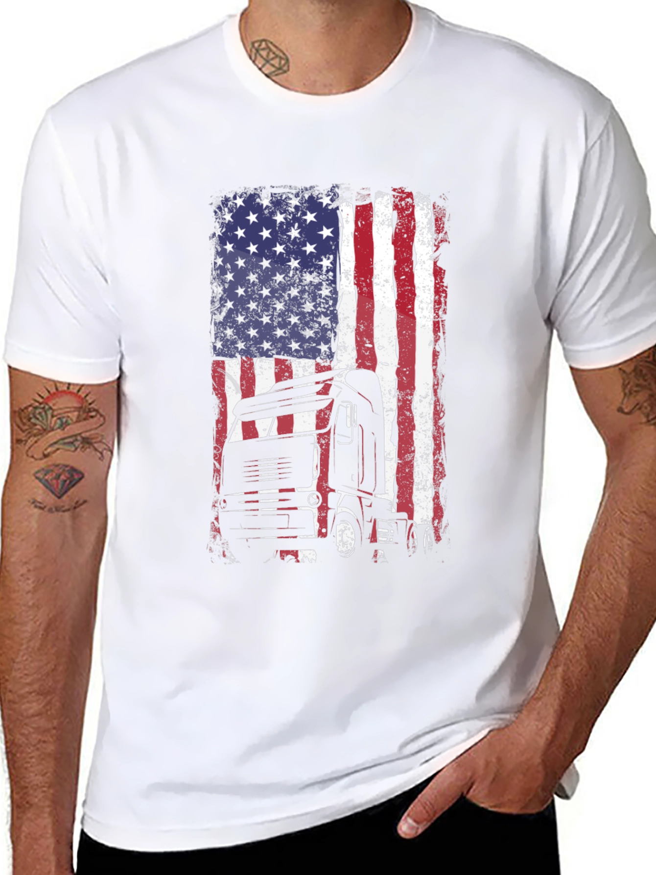 Trucker USA Flag Graphic T-Shirt