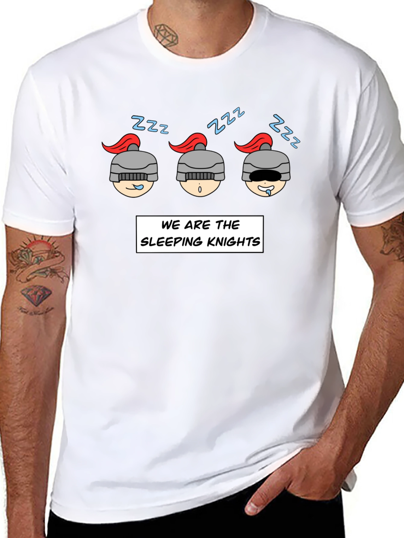 Sleeping Knights Graphic T-Shirt - Funny Cartoon Tee