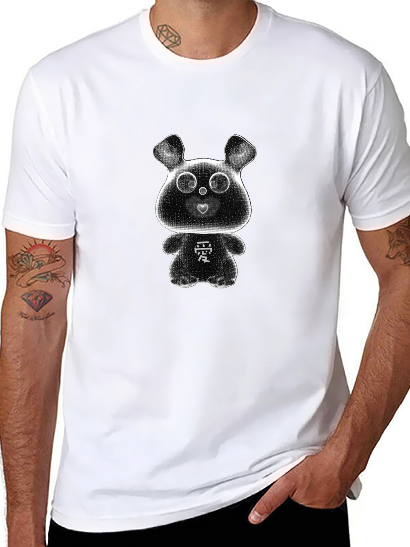 Cute Cartoon Bear T-Shirt - Black