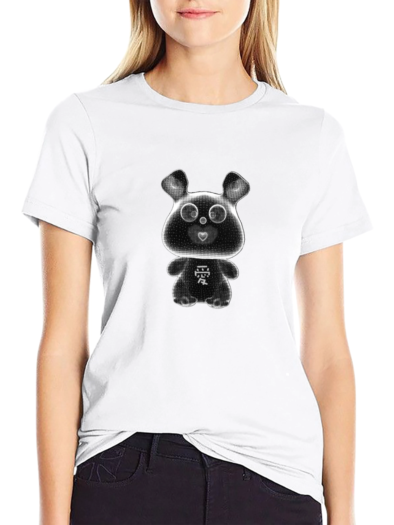Cute Cartoon Bear T-Shirt - Black