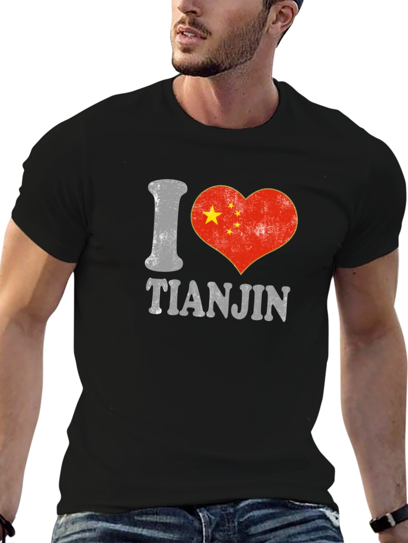 I Love Tianjin China Flag Heart T-Shirt