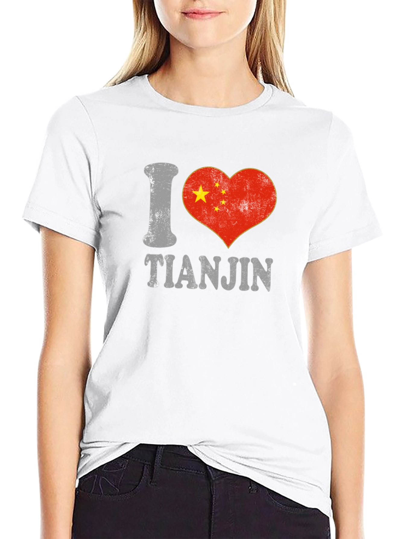 I Love Tianjin China Flag Heart T-Shirt