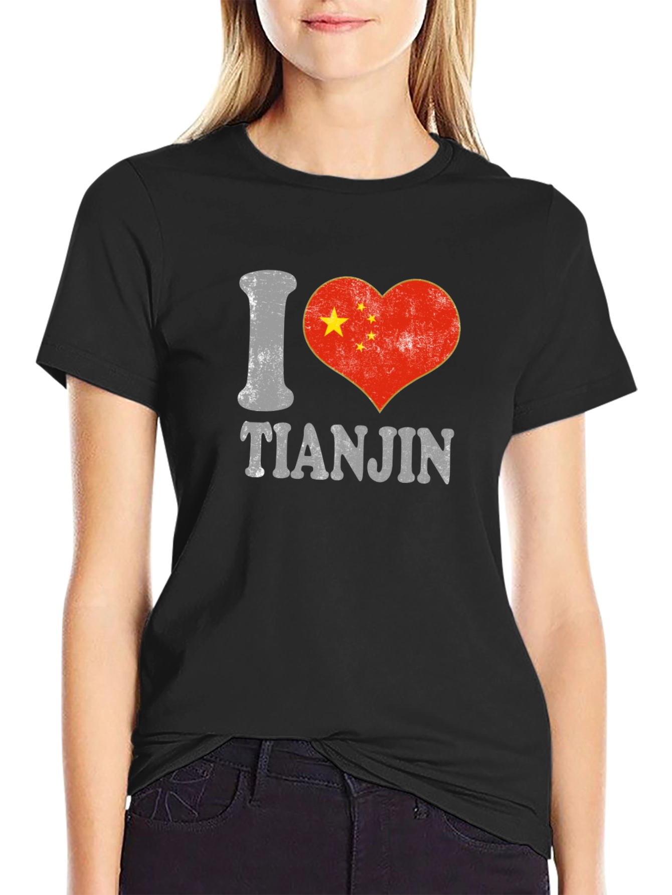 I Love Tianjin China Flag Heart T-Shirt
