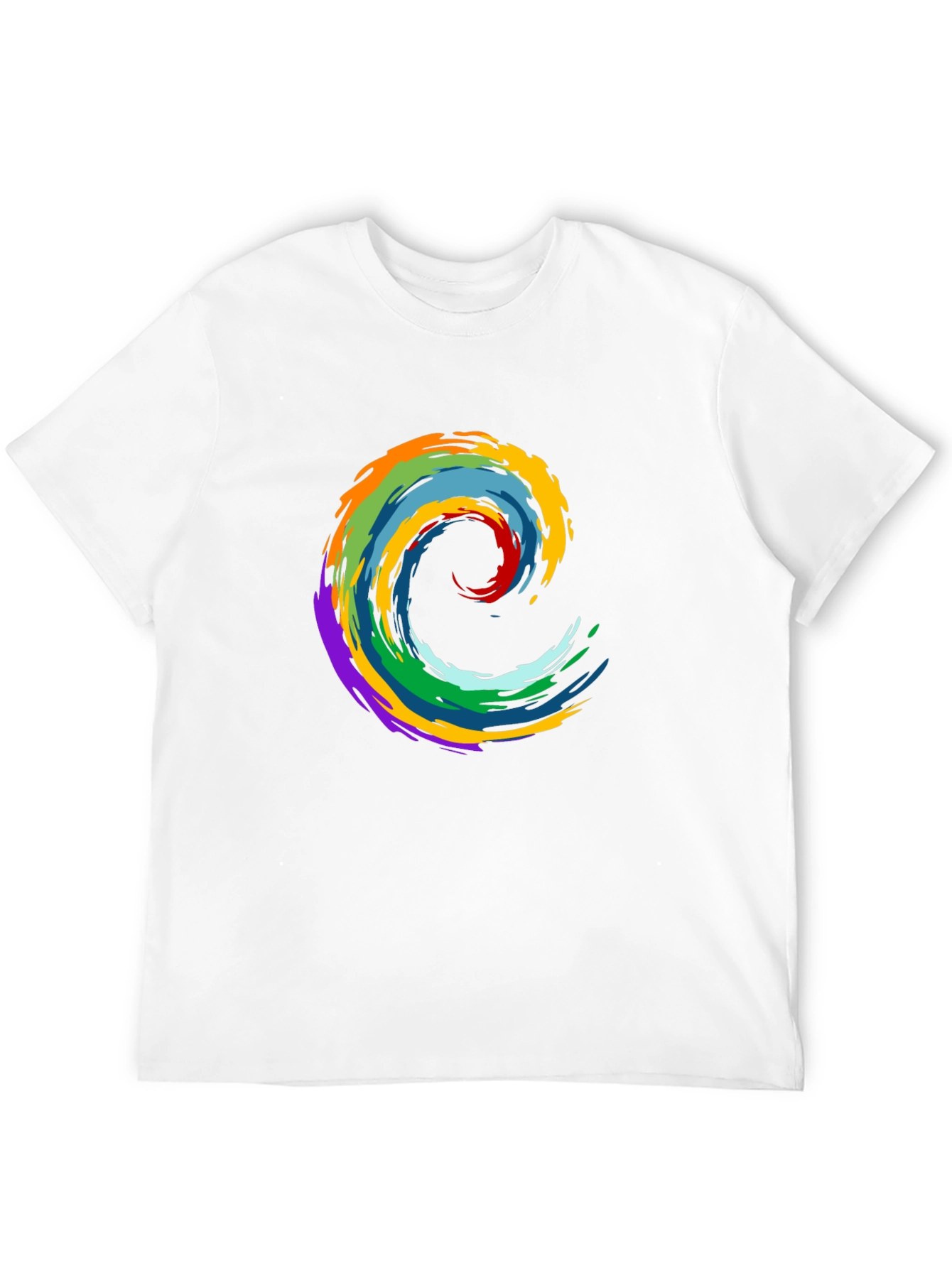 Rainbow Wave Graphic Black T-Shirt