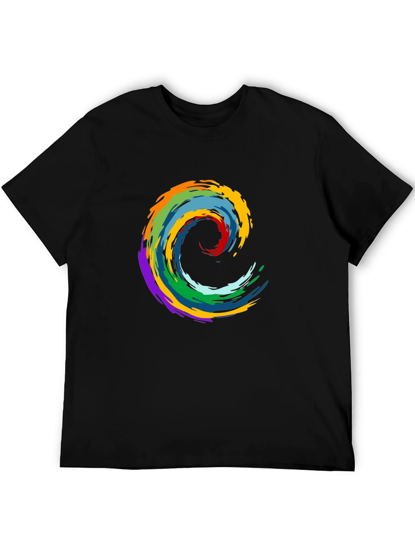 Rainbow Wave Graphic Black T-Shirt