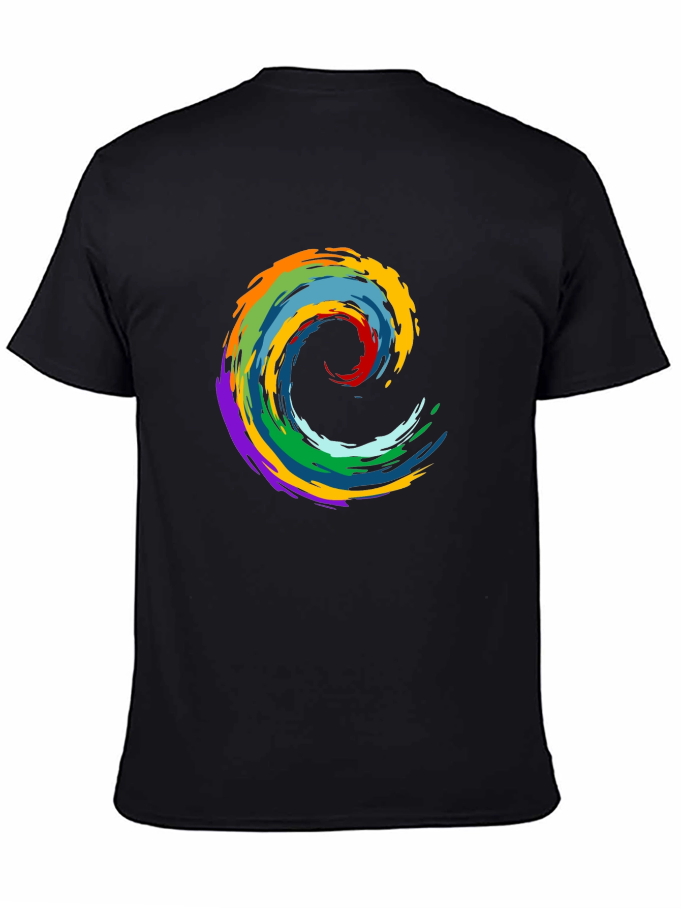 Rainbow Wave Graphic Black T-Shirt