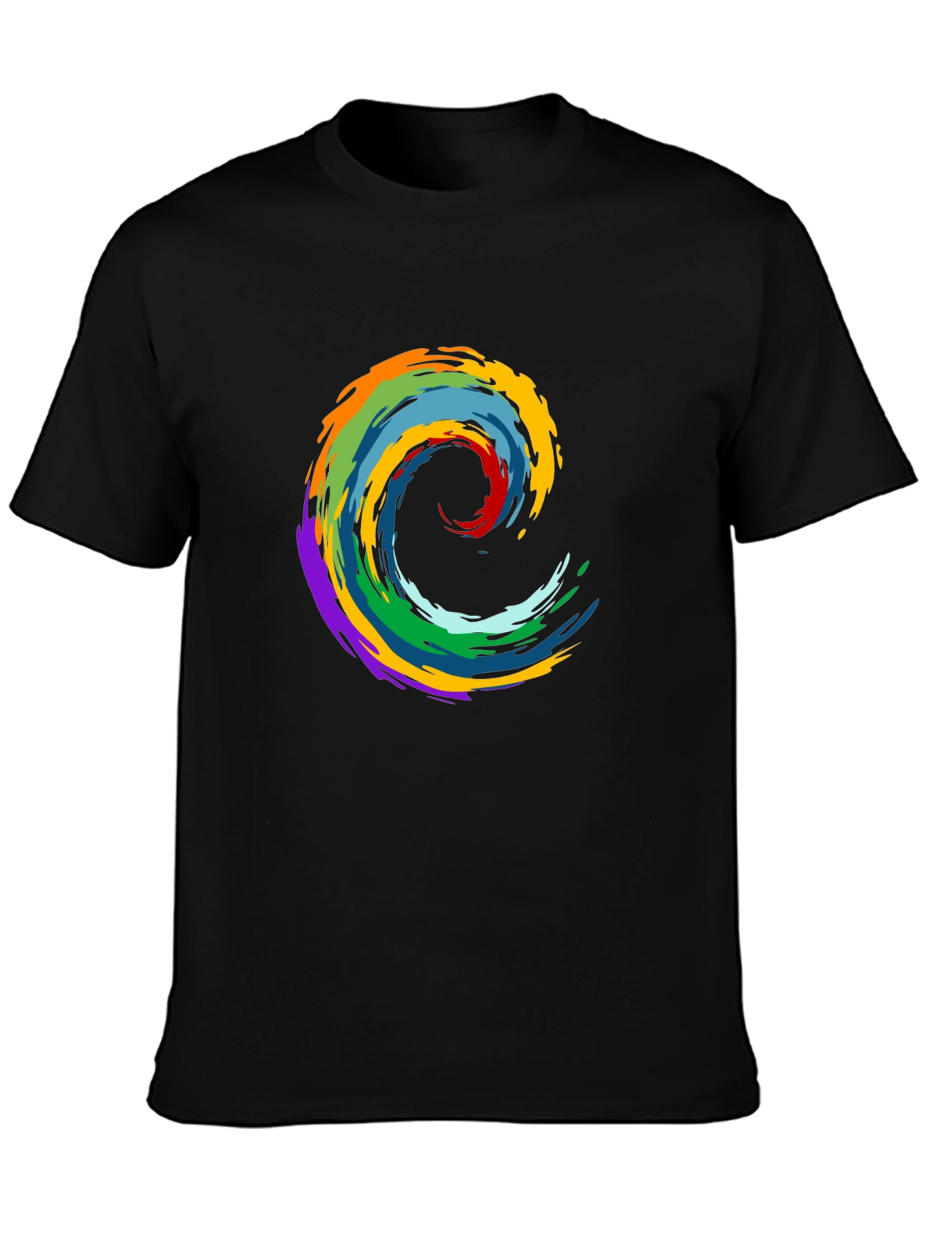 Rainbow Wave Graphic Black T-Shirt