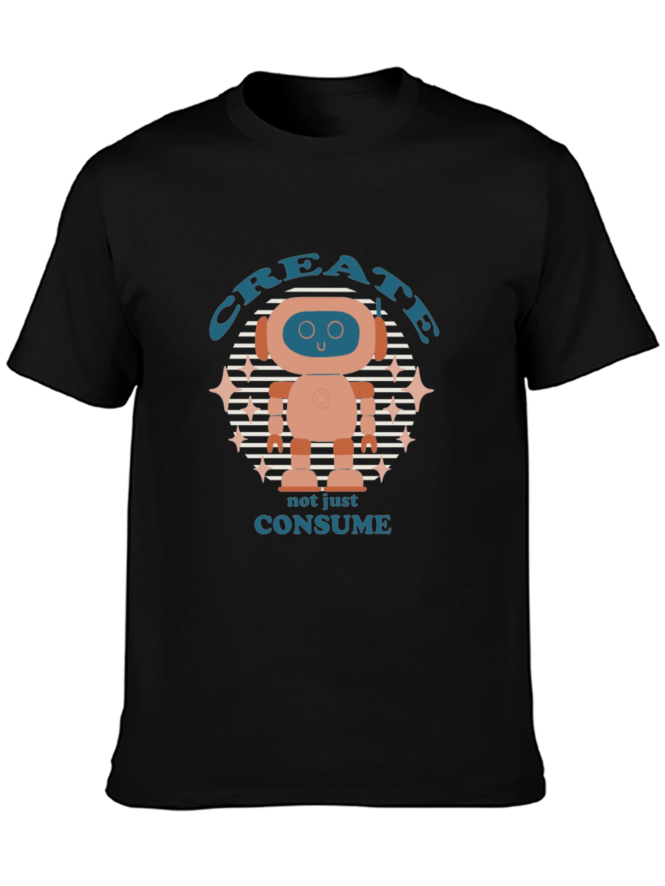 Create Robot Graphic T-Shirt - Mens Black Tee