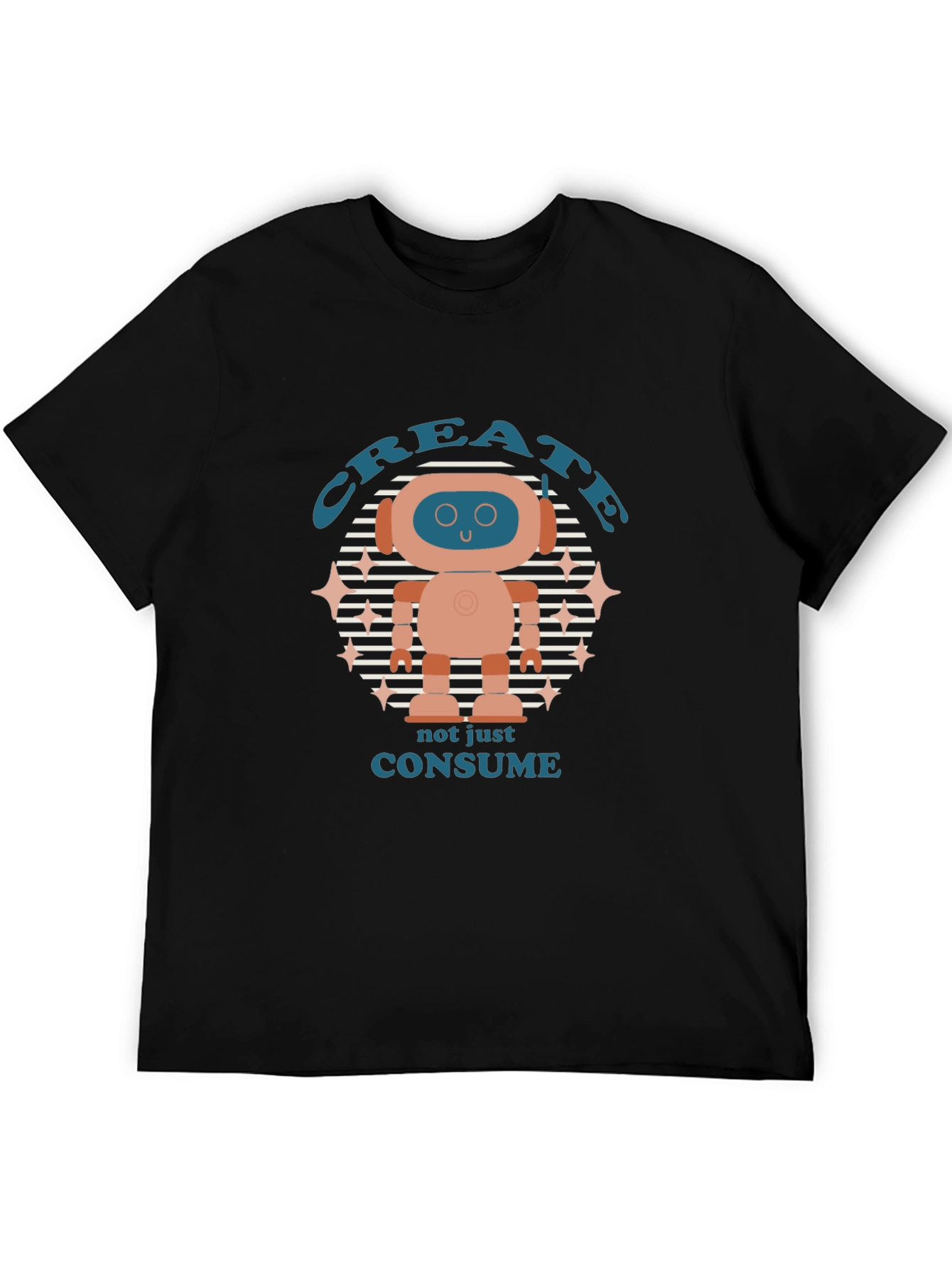 Create Robot Graphic T-Shirt - Mens Black Tee