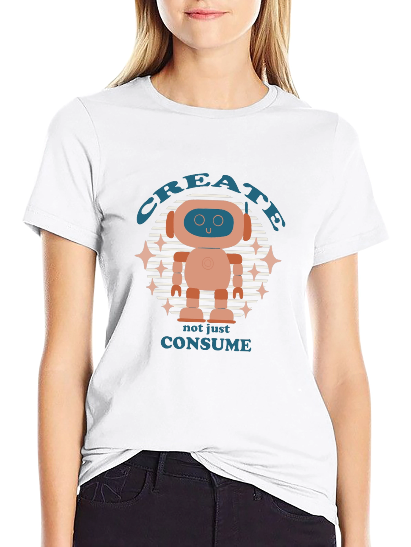 Create Robot Graphic T-Shirt - Mens Black Tee