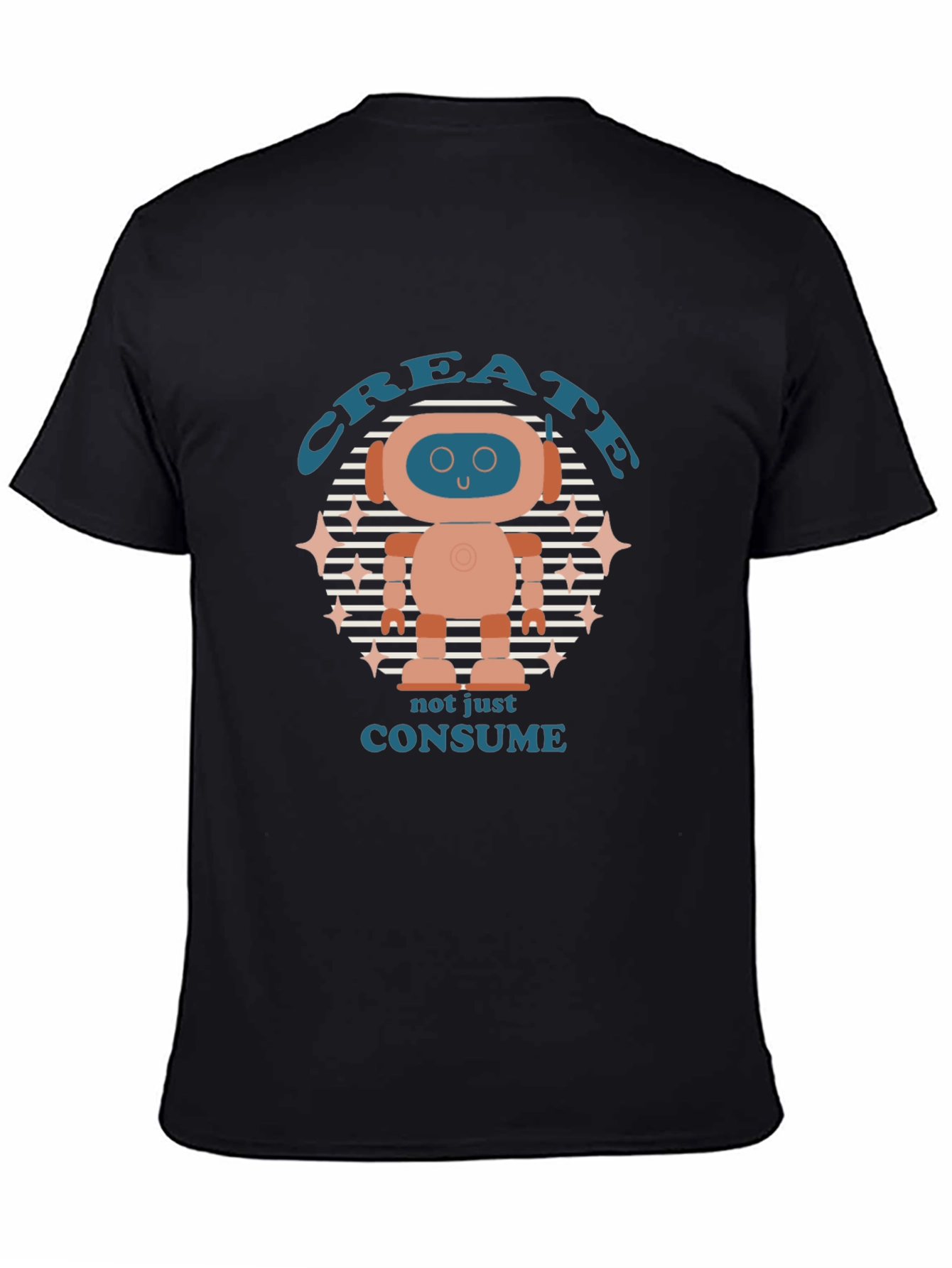 Create Robot Graphic T-Shirt - Mens Black Tee