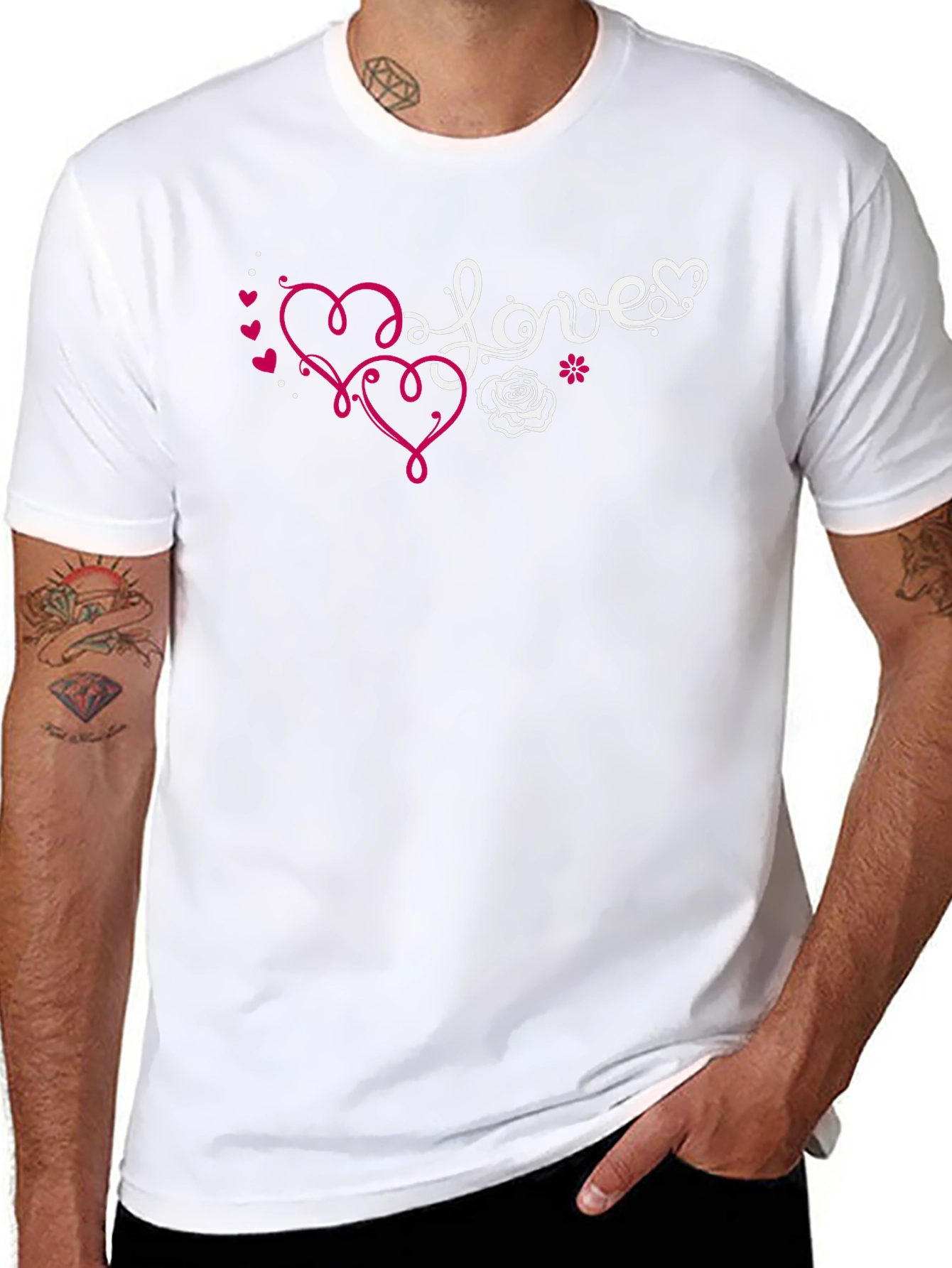 Love Hearts Graphic T-Shirt - Black
