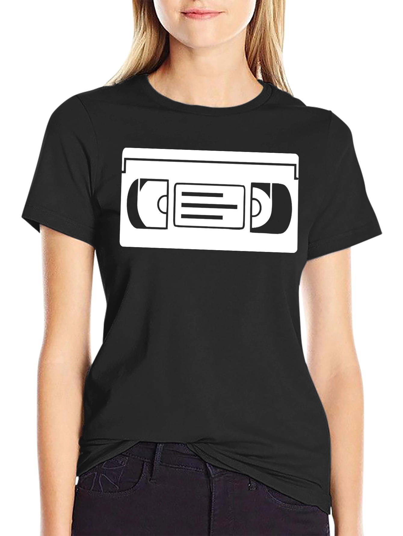 Retro VHS Tape Graphic T-Shirt - Black