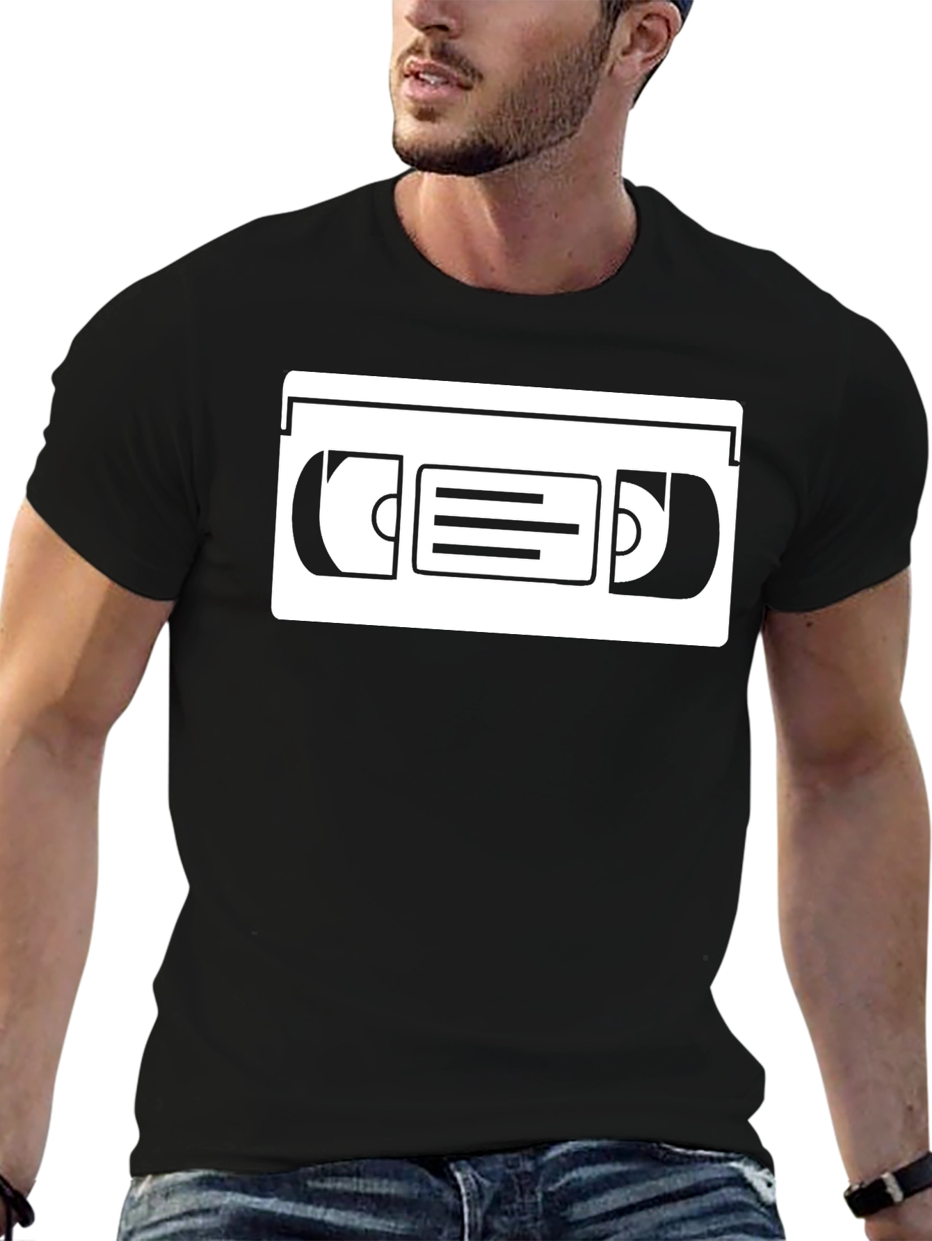 Retro VHS Tape Graphic T-Shirt - Black