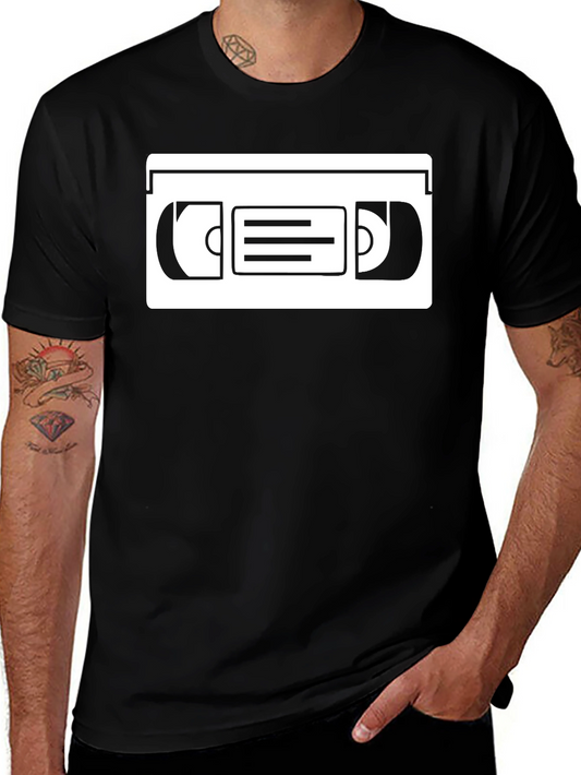 Retro VHS Tape Graphic T-Shirt - Black