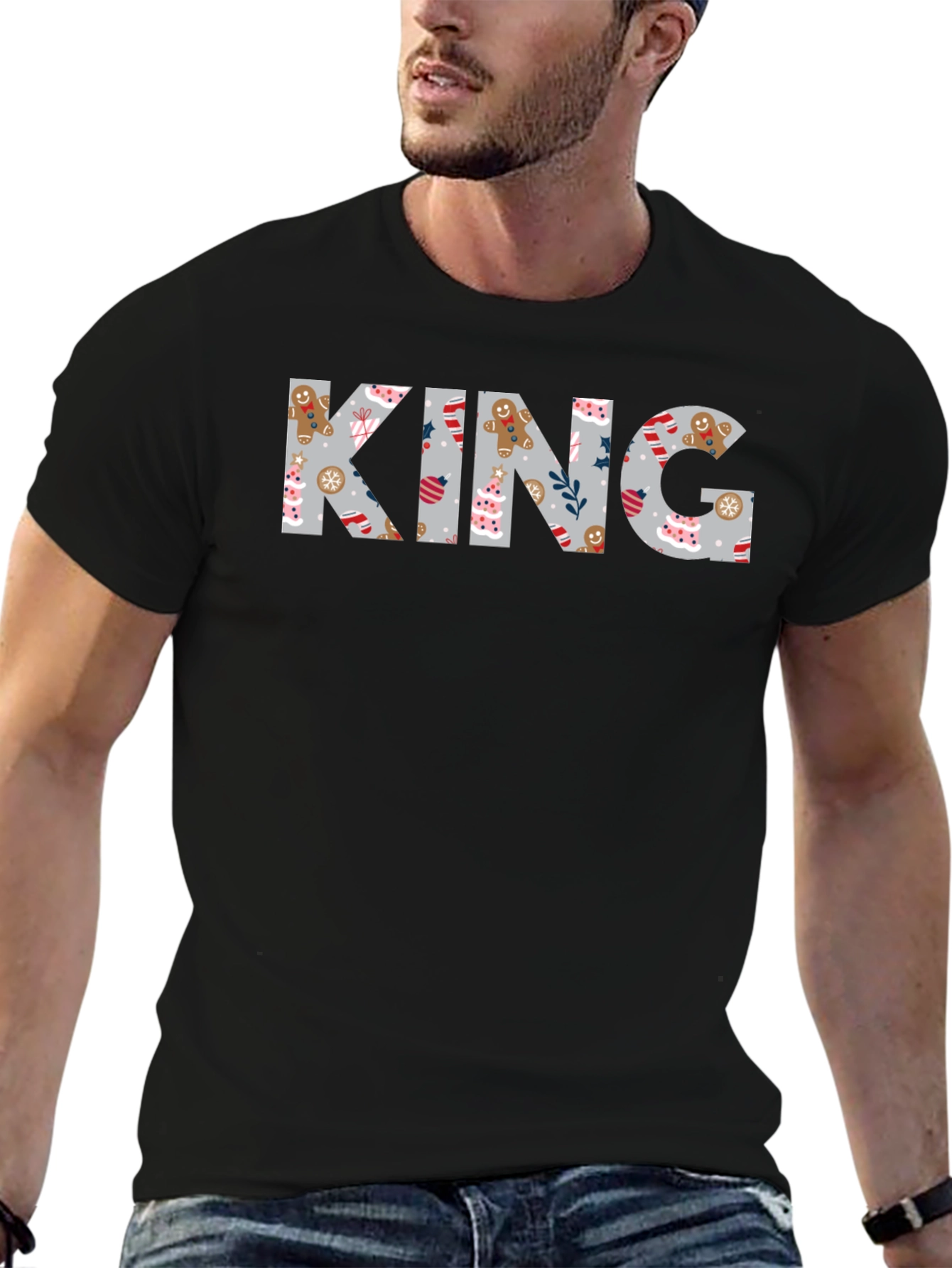 King Christmas Pattern Crew Neck T-Shirt
