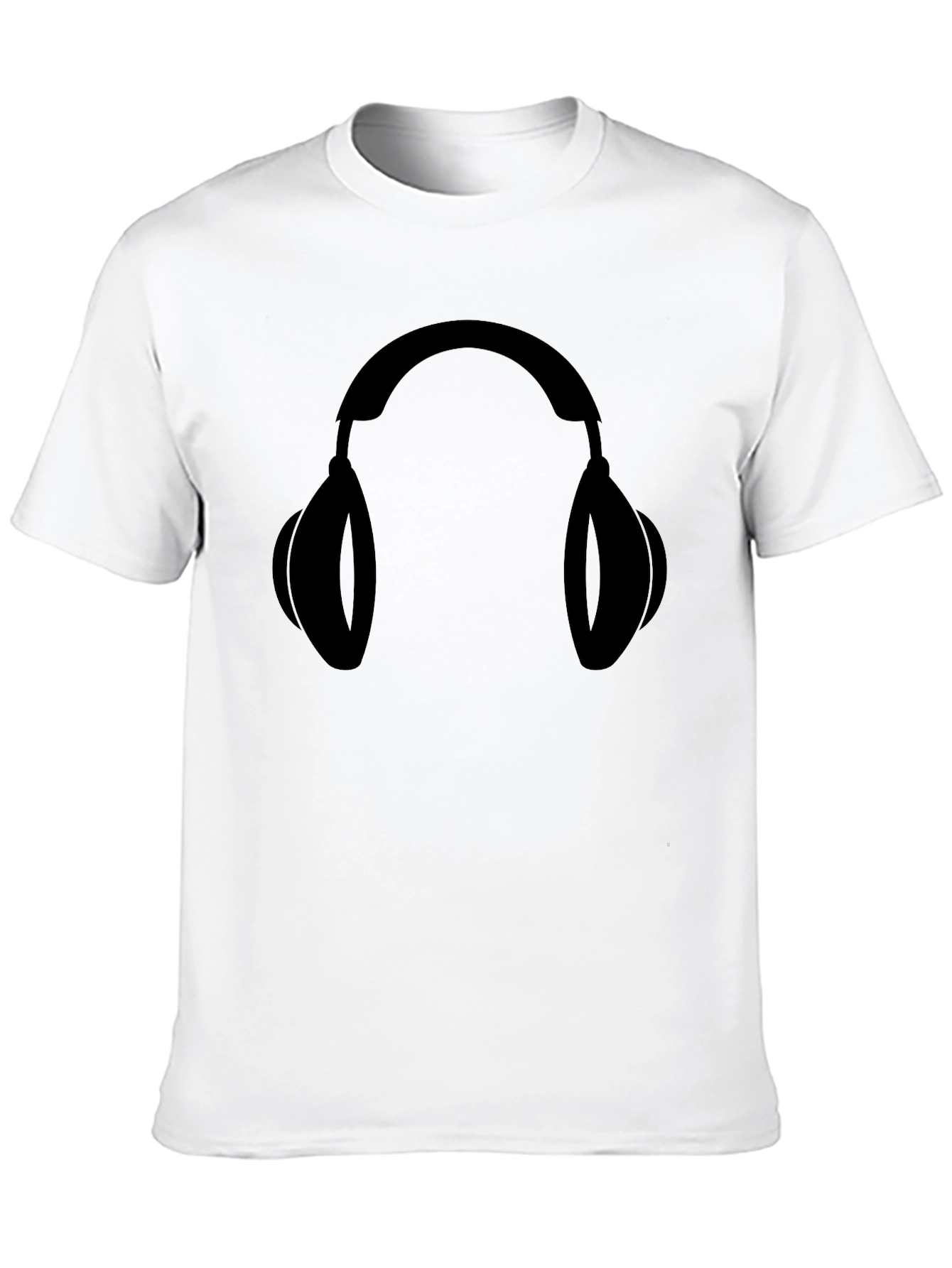 Black Graphic Tee: Headphones Design