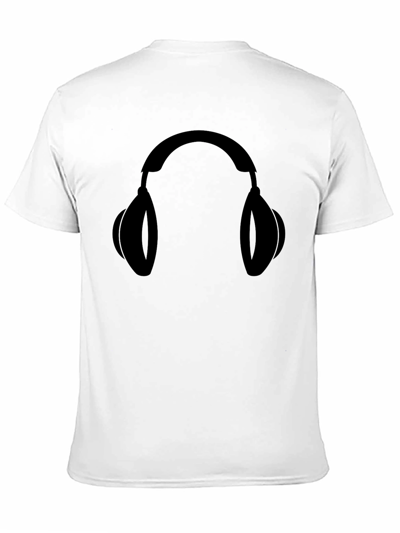 Black Graphic Tee: Headphones Design