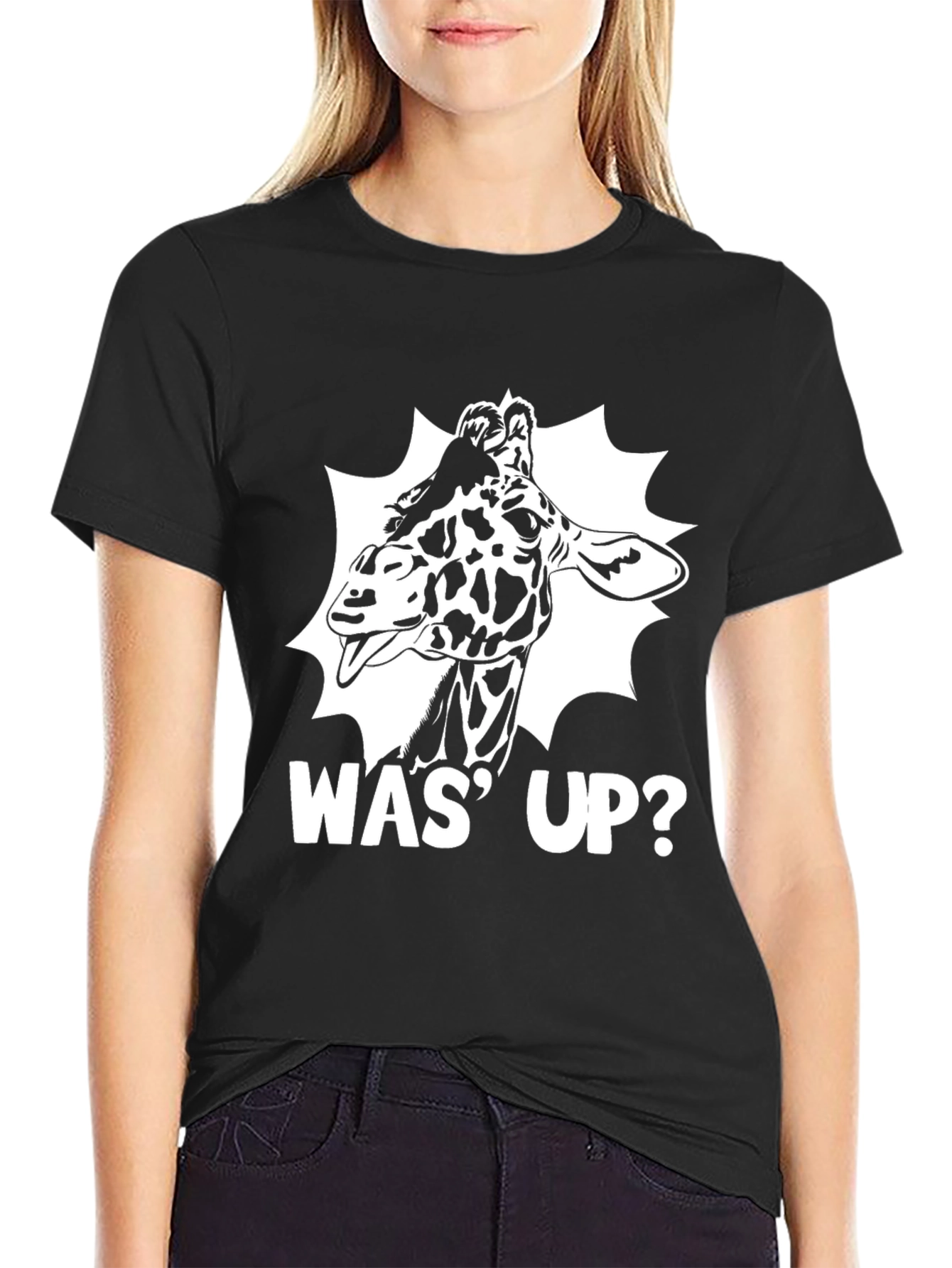 Was Up Giraffe T-Shirt - Black