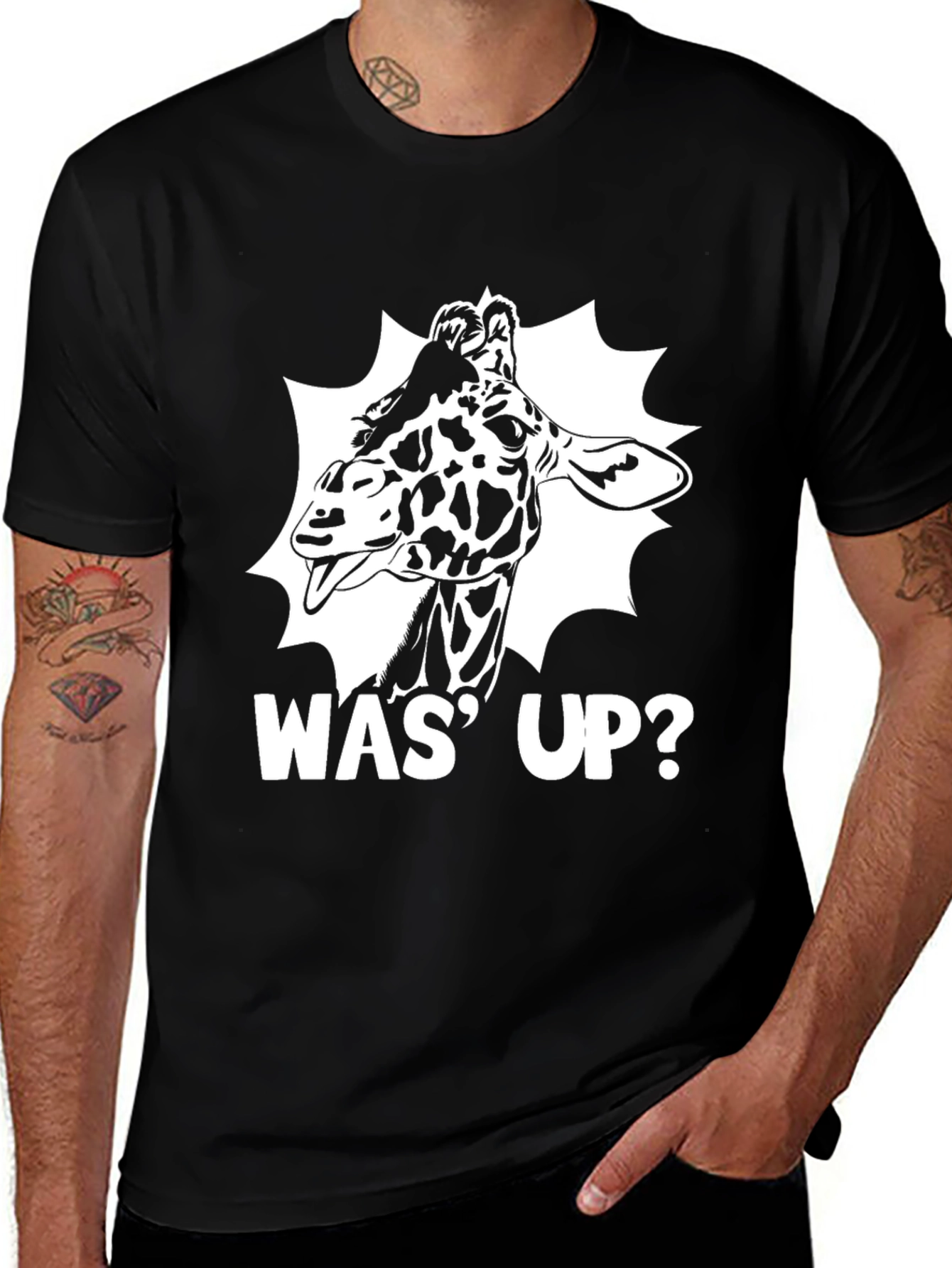 Was Up Giraffe T-Shirt - Black