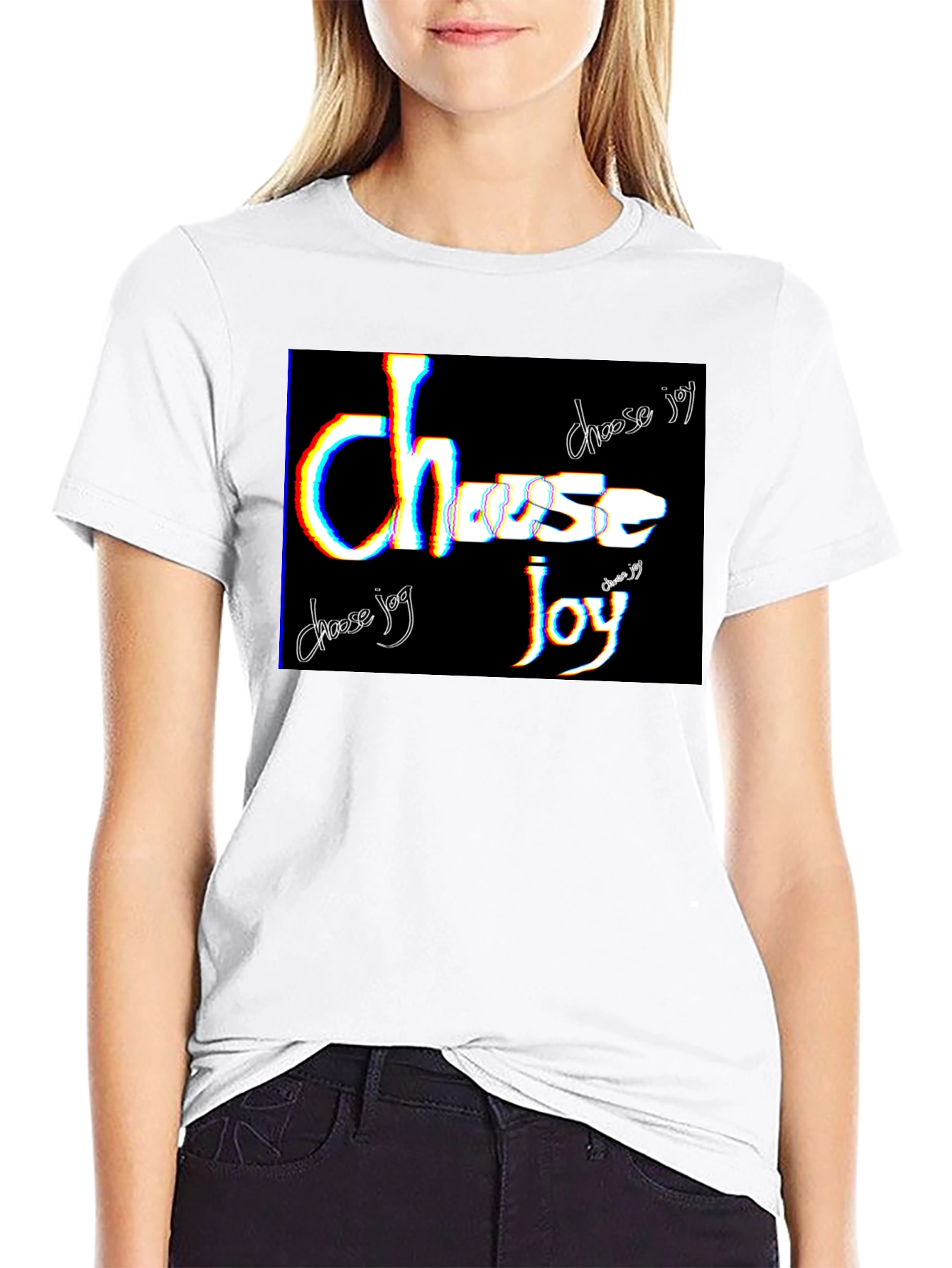 Choose Joy Graphic Tee - Black Cotton Blend T-Shirt