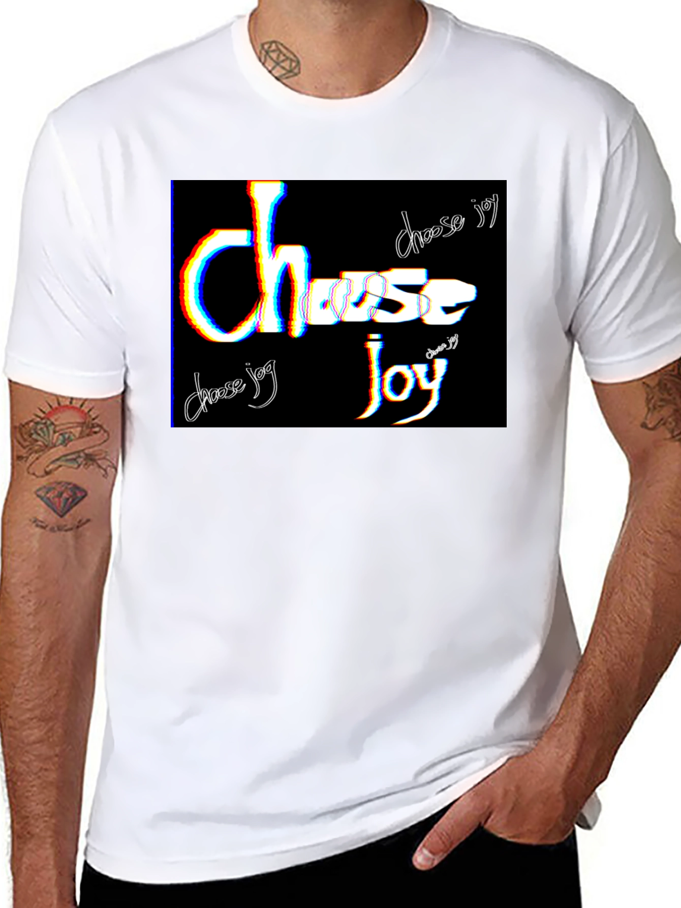 Choose Joy Graphic Tee - Black Cotton Blend T-Shirt