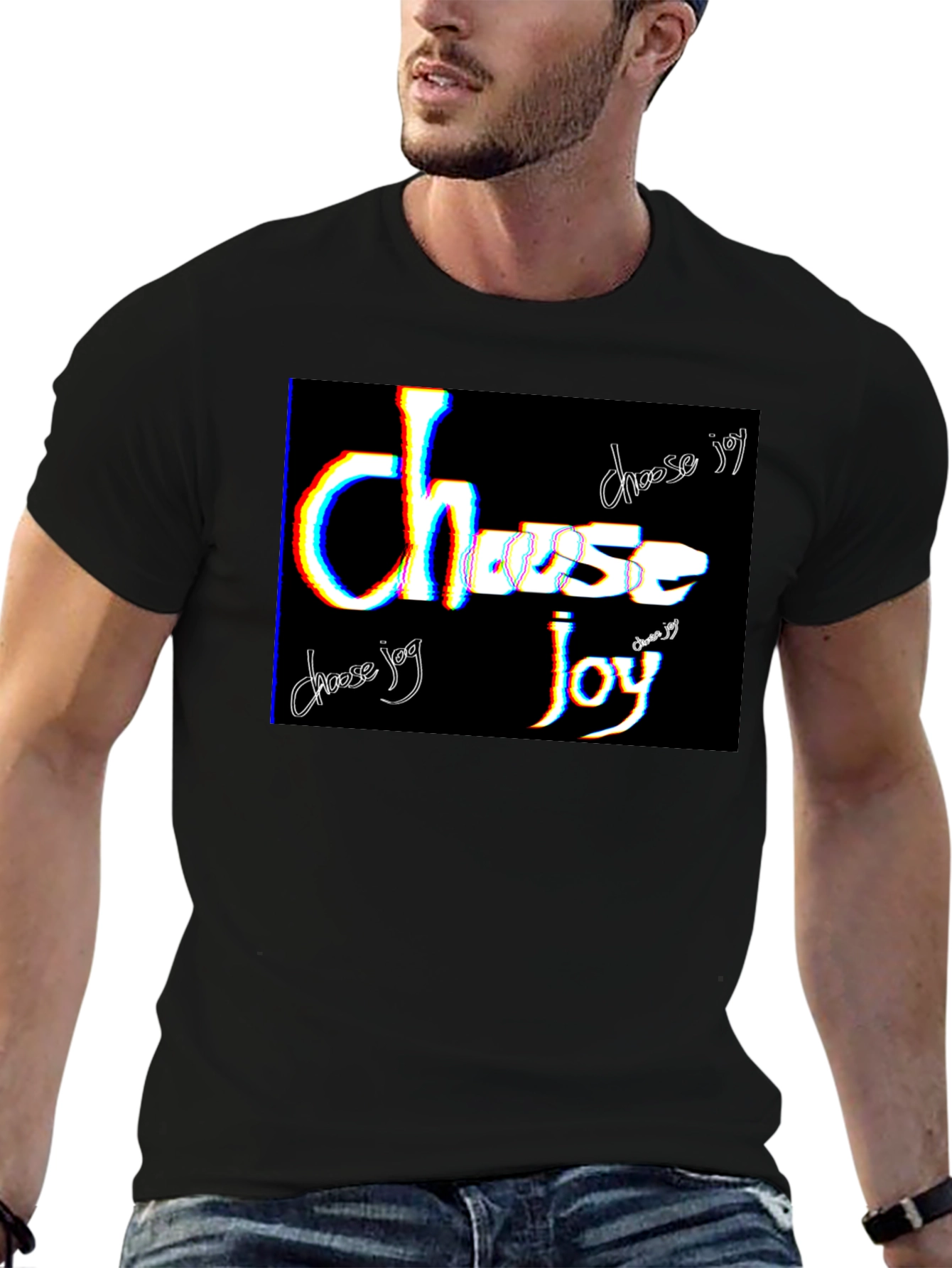 Choose Joy Graphic Tee - Black Cotton Blend T-Shirt