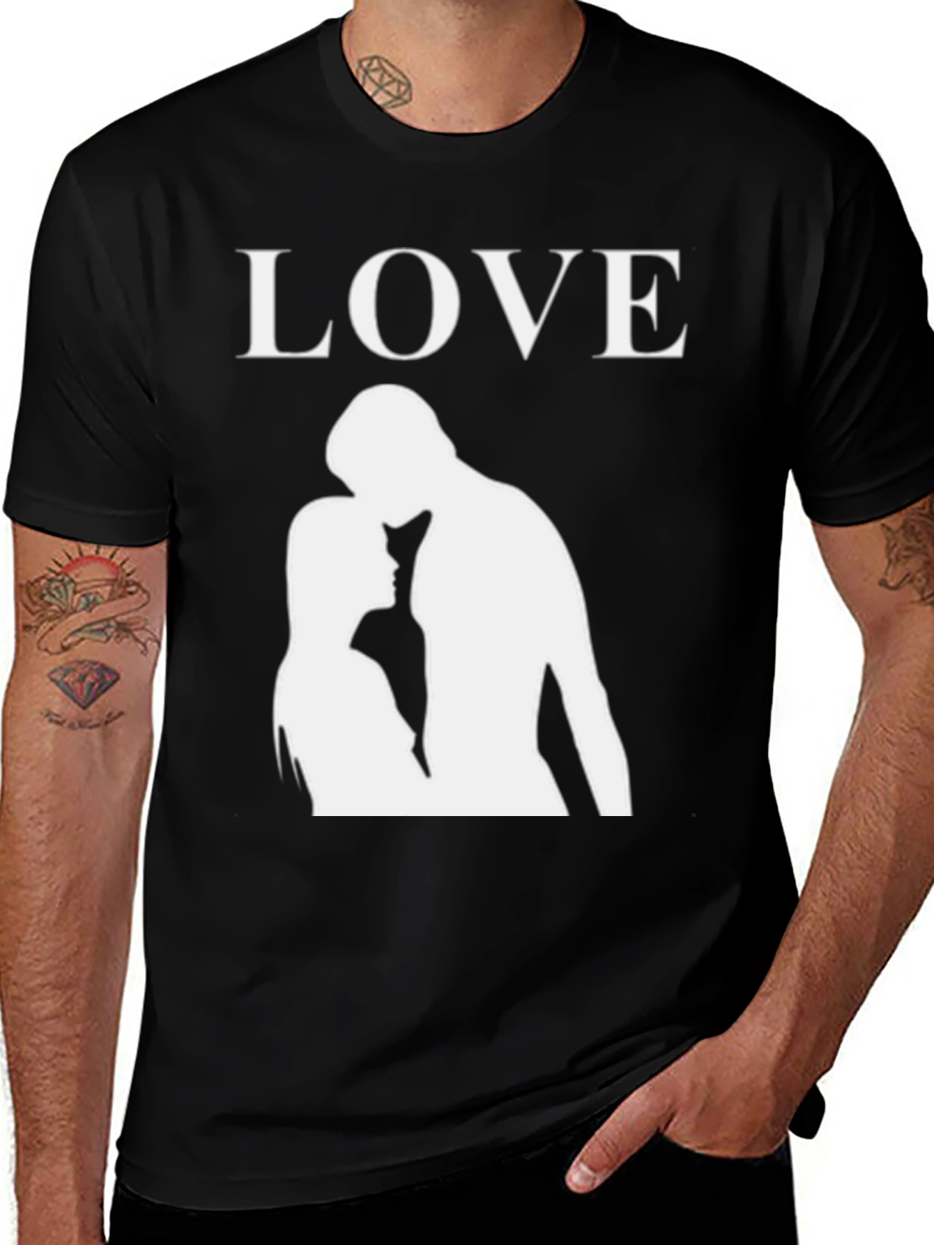 Love Silhouette Graphic Tee - Stylish Black T-Shirt