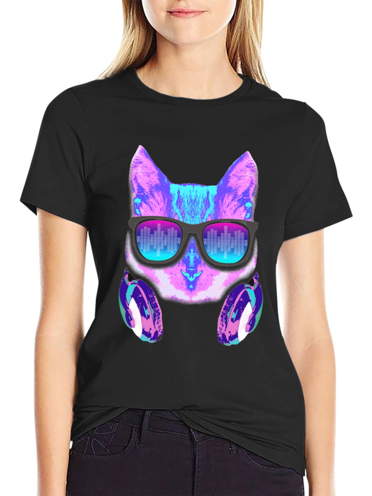 Cat DJ Graphic Tee - Party Ready Style