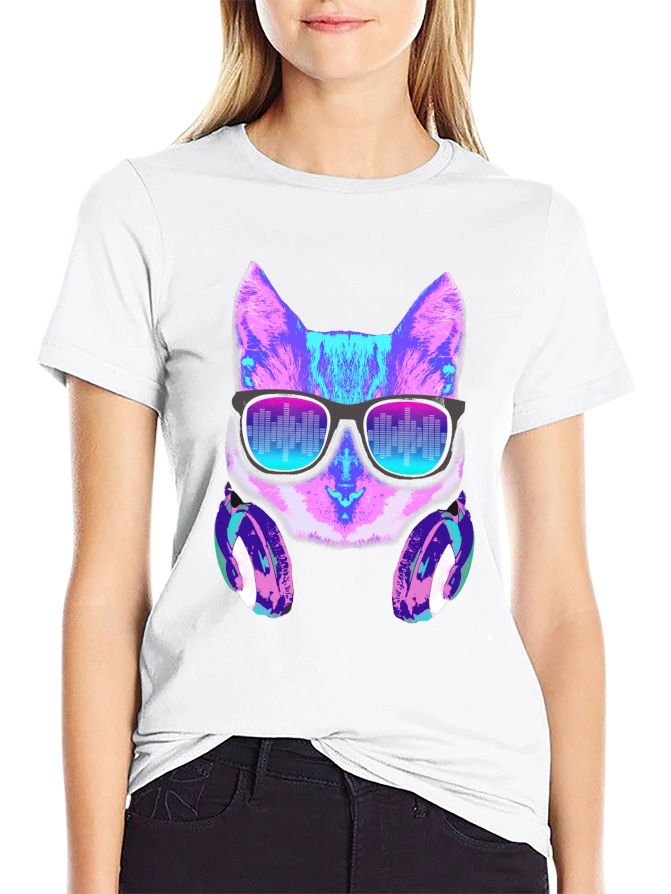Cat DJ Graphic Tee - Party Ready Style